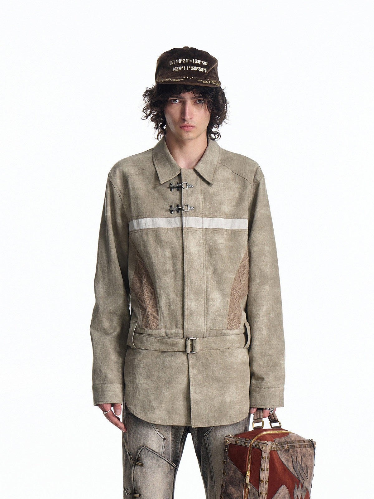 EMOBROTHER_Non_Iron_Cotton_Printed_Loose_Long_Collared_Zip_Unisex_Youth_Khaki_Gray_Shirts_MISSTT
