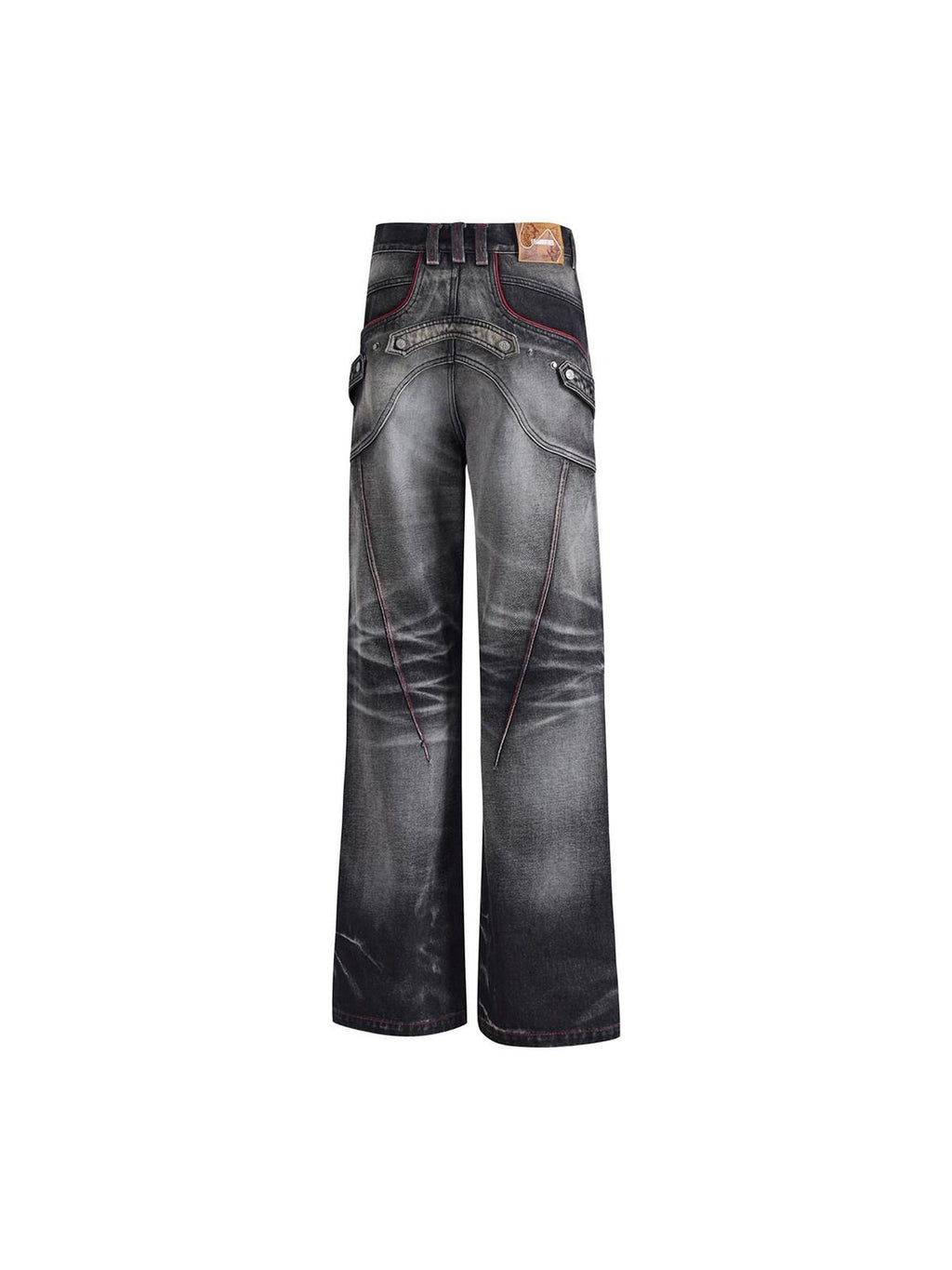 EMOBROTHER Pure Cotton Durable Slim Mid Rise Washed Printed Patch Black Straight Jeans