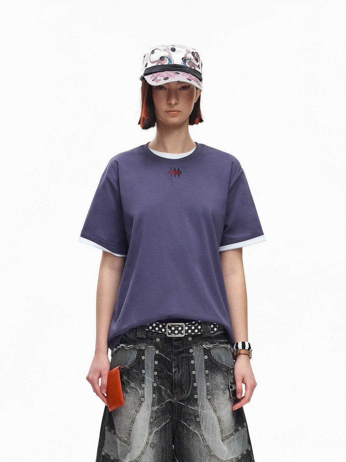 EMOBROTHER_Purple_Embroidered_Logo_Round_Neck_Loose_Fit_Women's_Cotton_Short_Sleeve_T-shirts_1045374974069_MISSTT