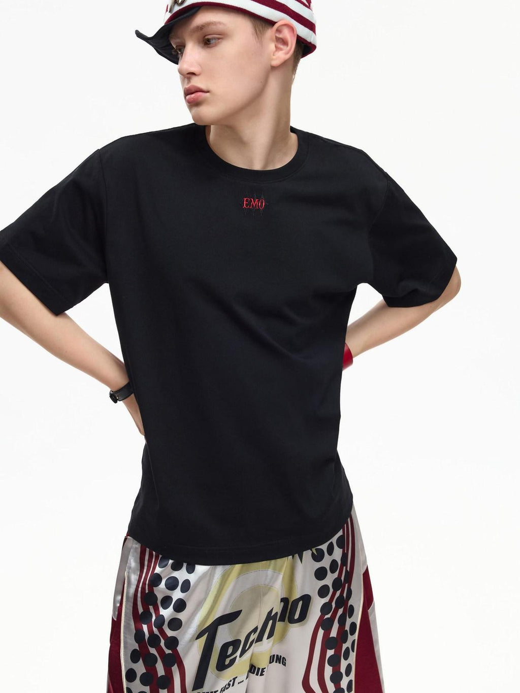 EMOBROTHER Purple Embroidered Logo Round Neck Loose Fit Women's Cotton Short Sleeve T-shirts