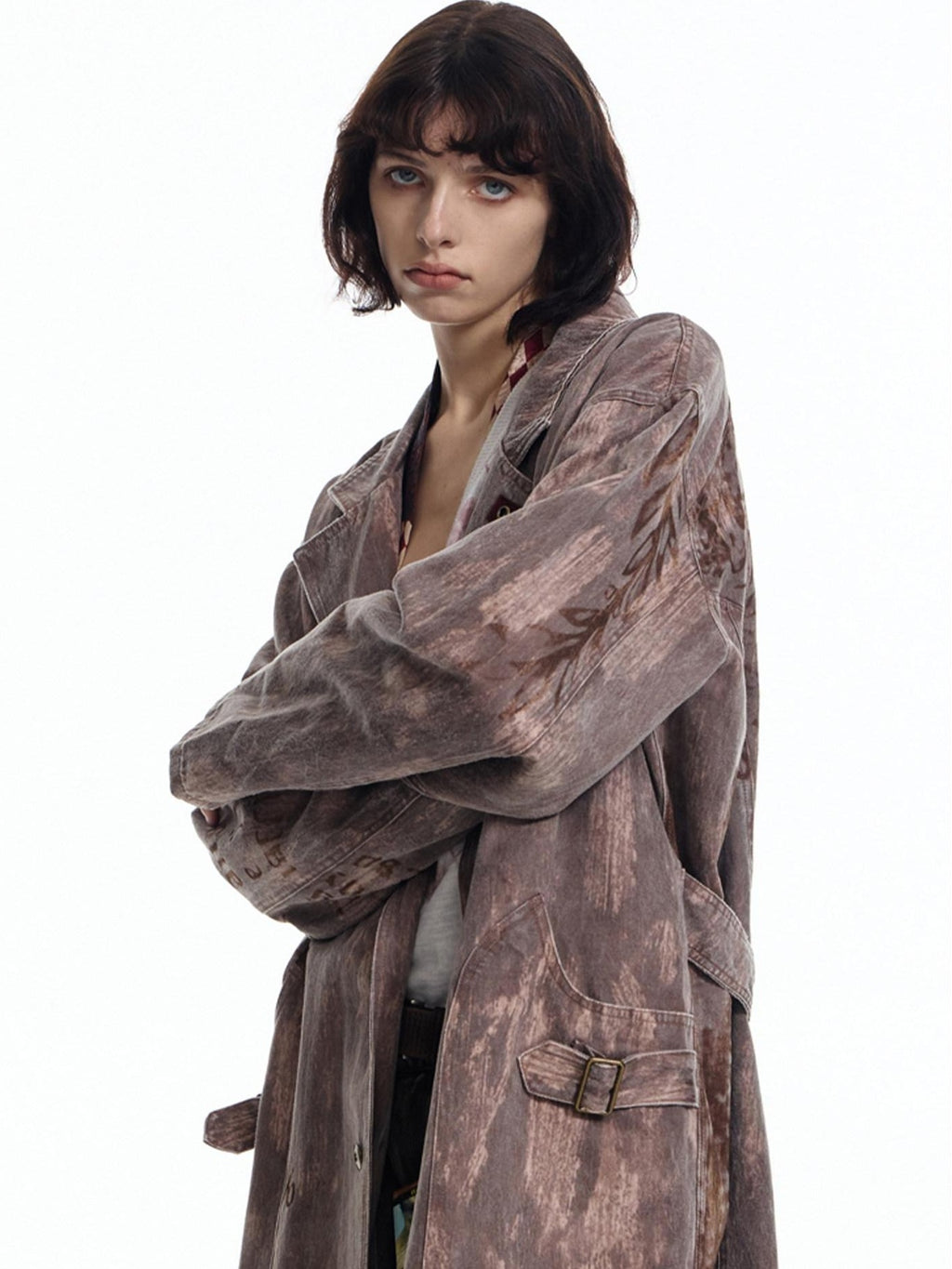 EMOBROTHER Relaxed Cotton Blend Button Detail Cool Longline Unisex Daily Trench Coats