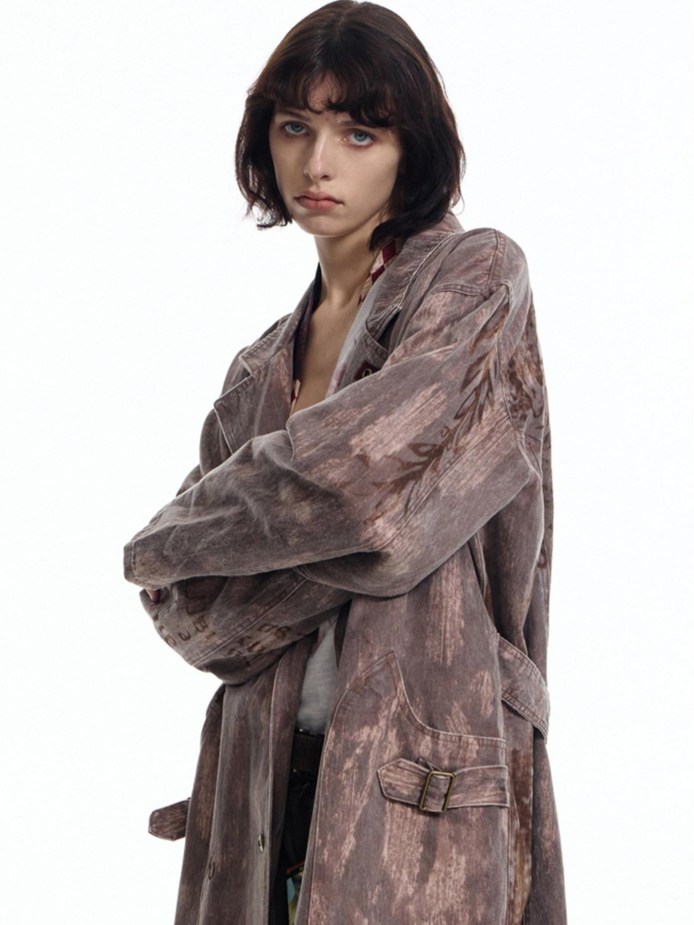 EMOBROTHER Relaxed Cotton Blend Button Detail Cool Longline Unisex Daily Trench Coats