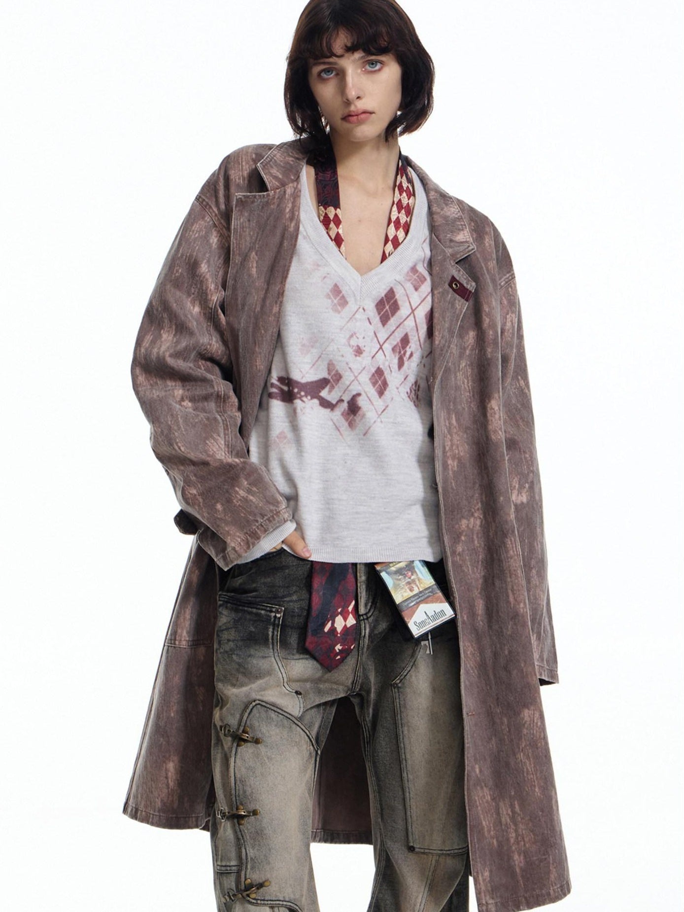 EMOBROTHER Relaxed Cotton Blend Button Detail Cool Longline Unisex Daily Trench Coats