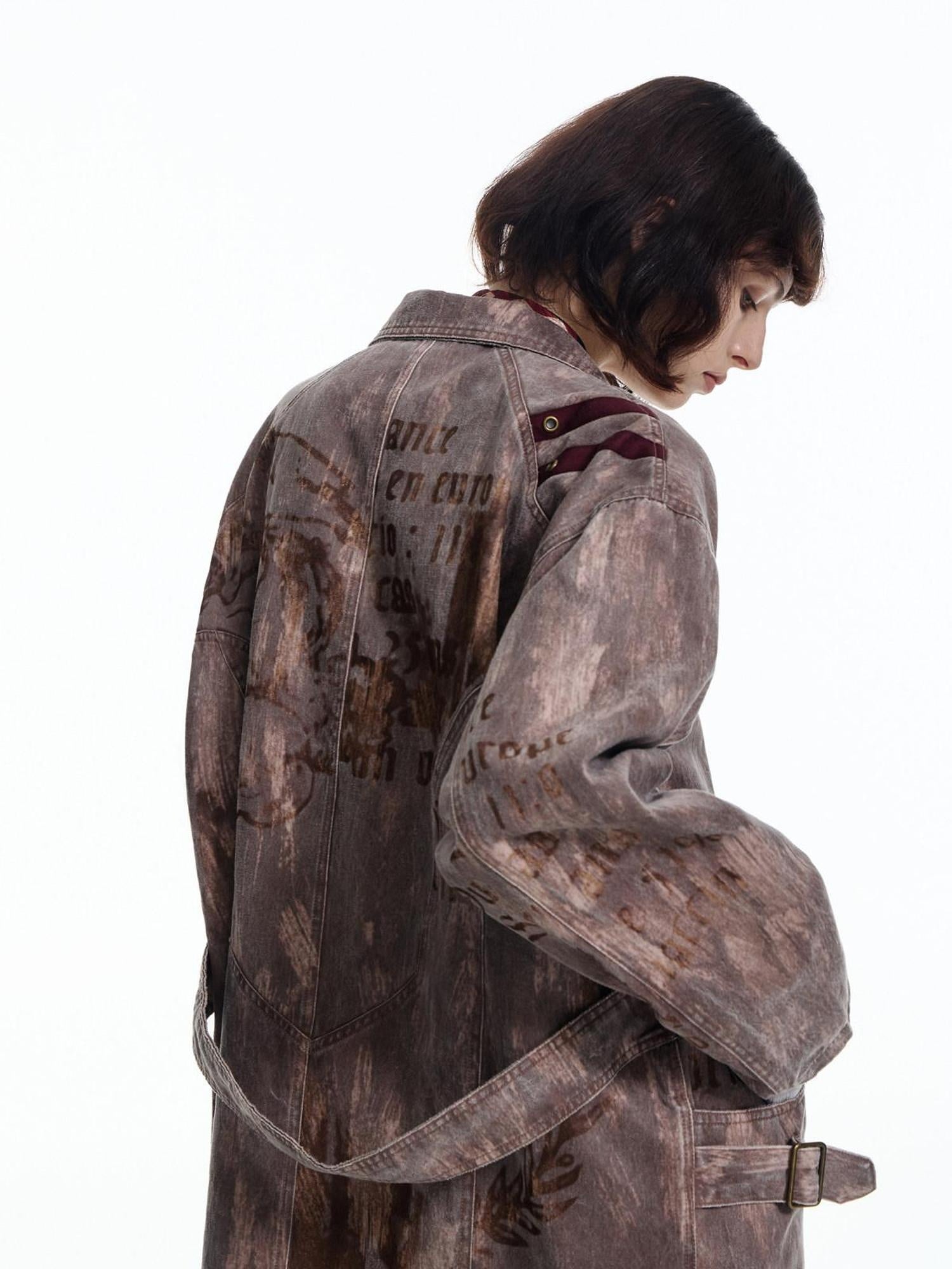 EMOBROTHER Relaxed Cotton Blend Button Detail Cool Longline Unisex Daily Trench Coats