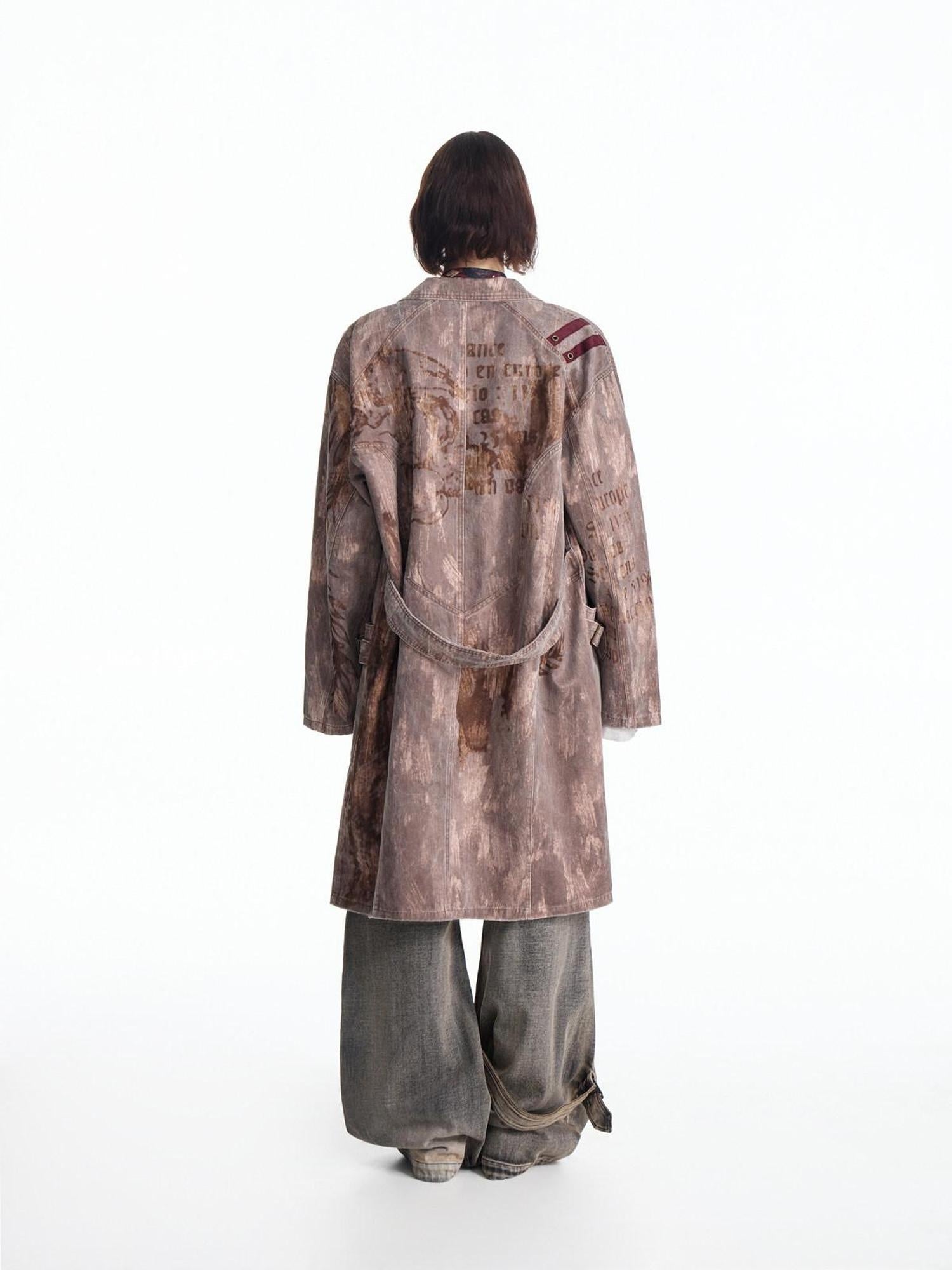 EMOBROTHER Relaxed Cotton Blend Button Detail Cool Longline Unisex Daily Trench Coats