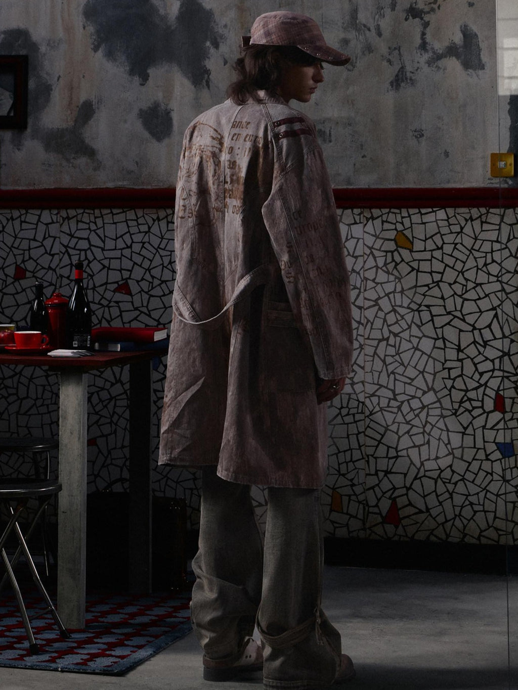 EMOBROTHER Relaxed Cotton Blend Button Detail Cool Longline Unisex Daily Trench Coats
