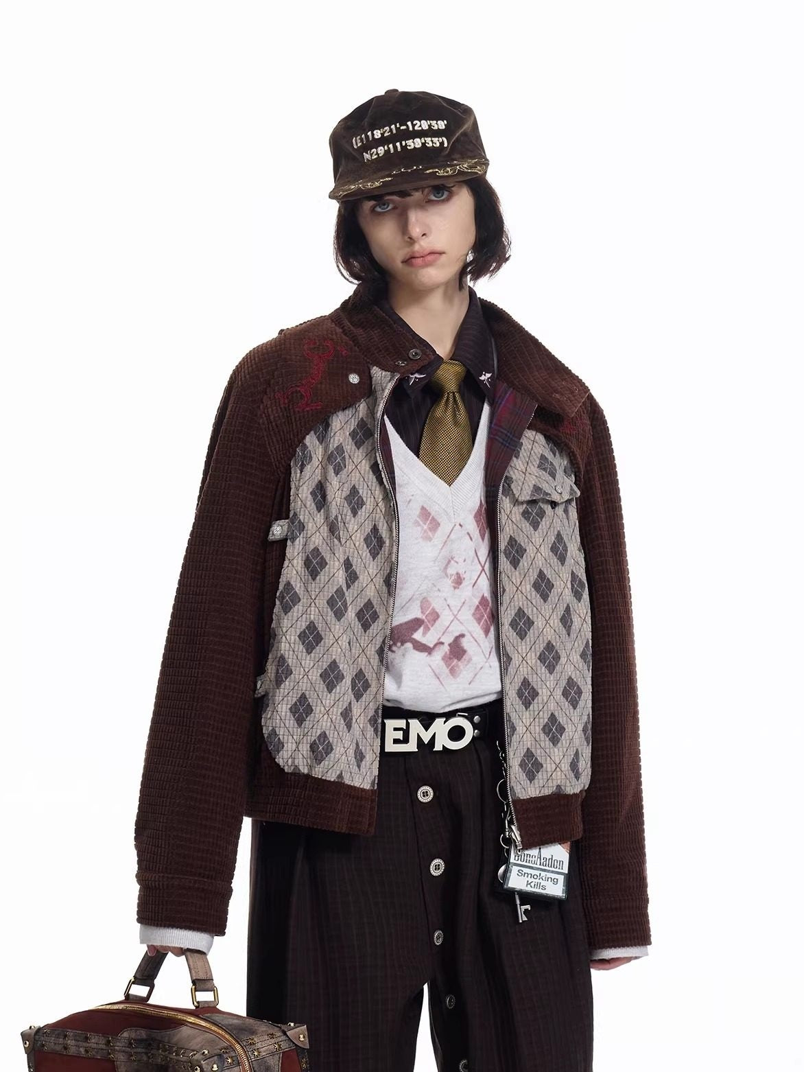 EMOBROTHER_Reversible_Embroidered_Loose_Lapel_Unisex_Casual_Geometric_Brown_Cropped_Jackets_MISSTT