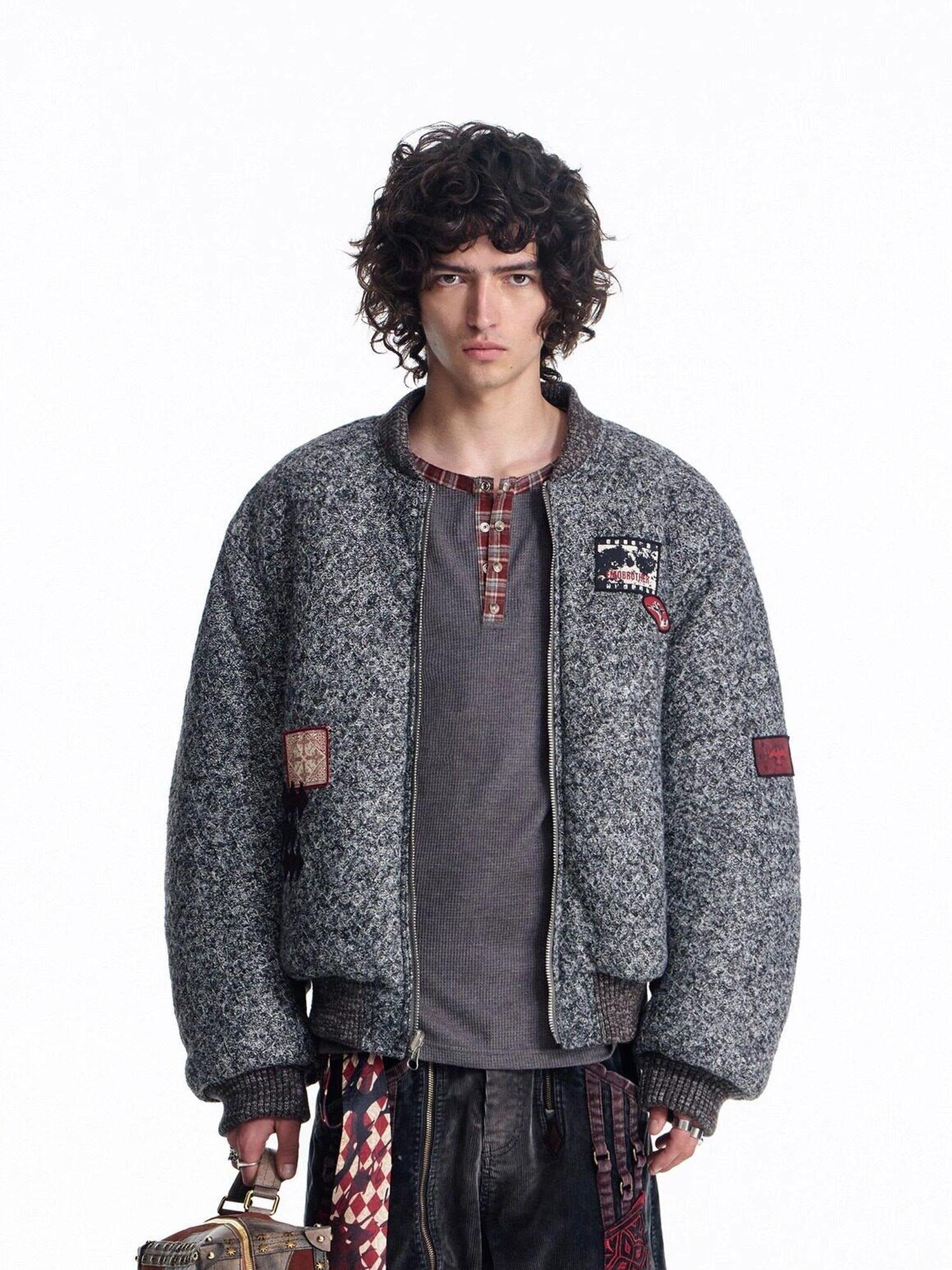 EMOBROTHER Reversible Warm Loose Fit Stand Collar Zipper Unisex Polyester Casual Jackets