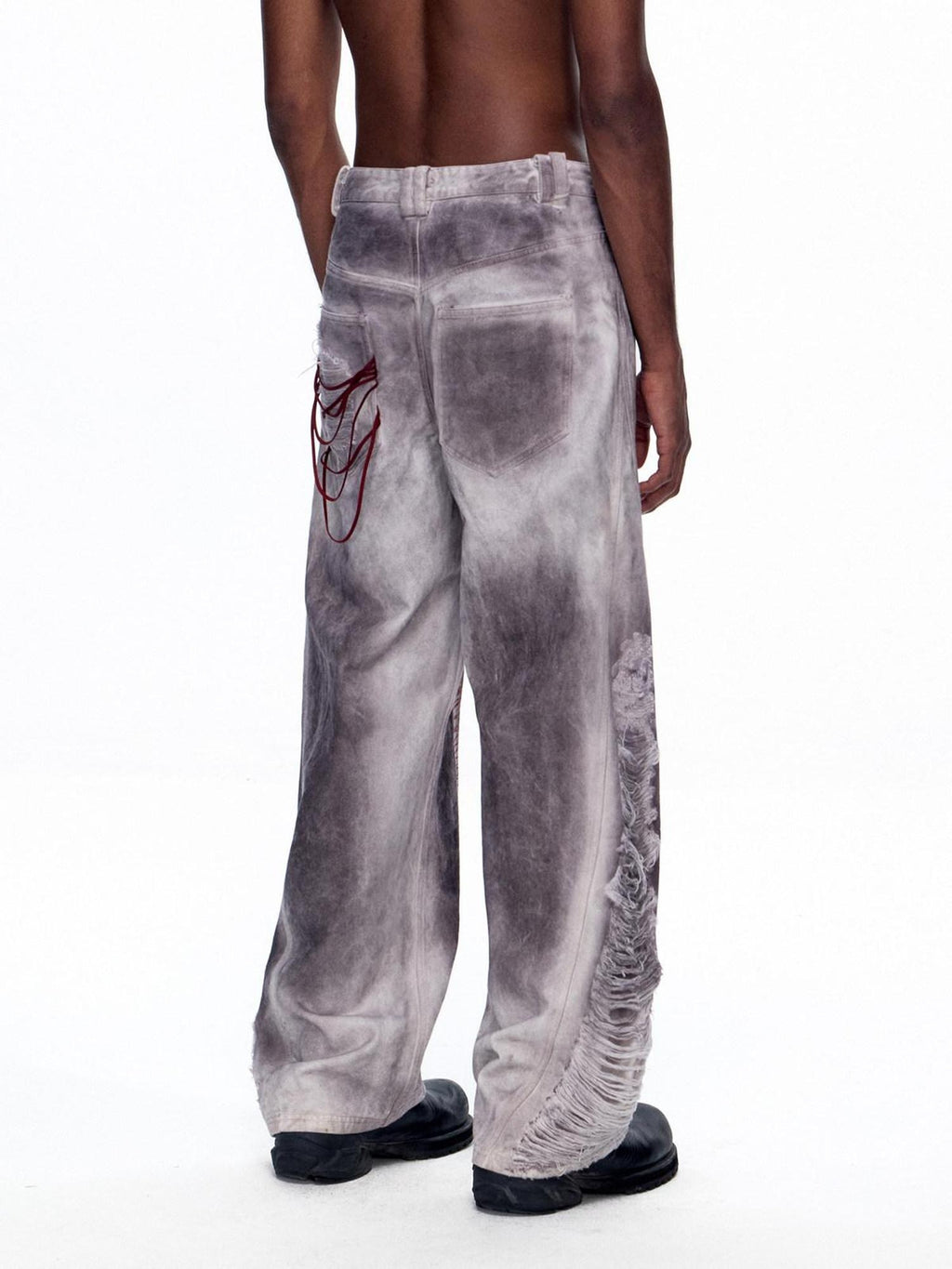 EMOBROTHER Ripped Durable Loose Mid Rise Casual Cotton Lyocell Straight Jeans