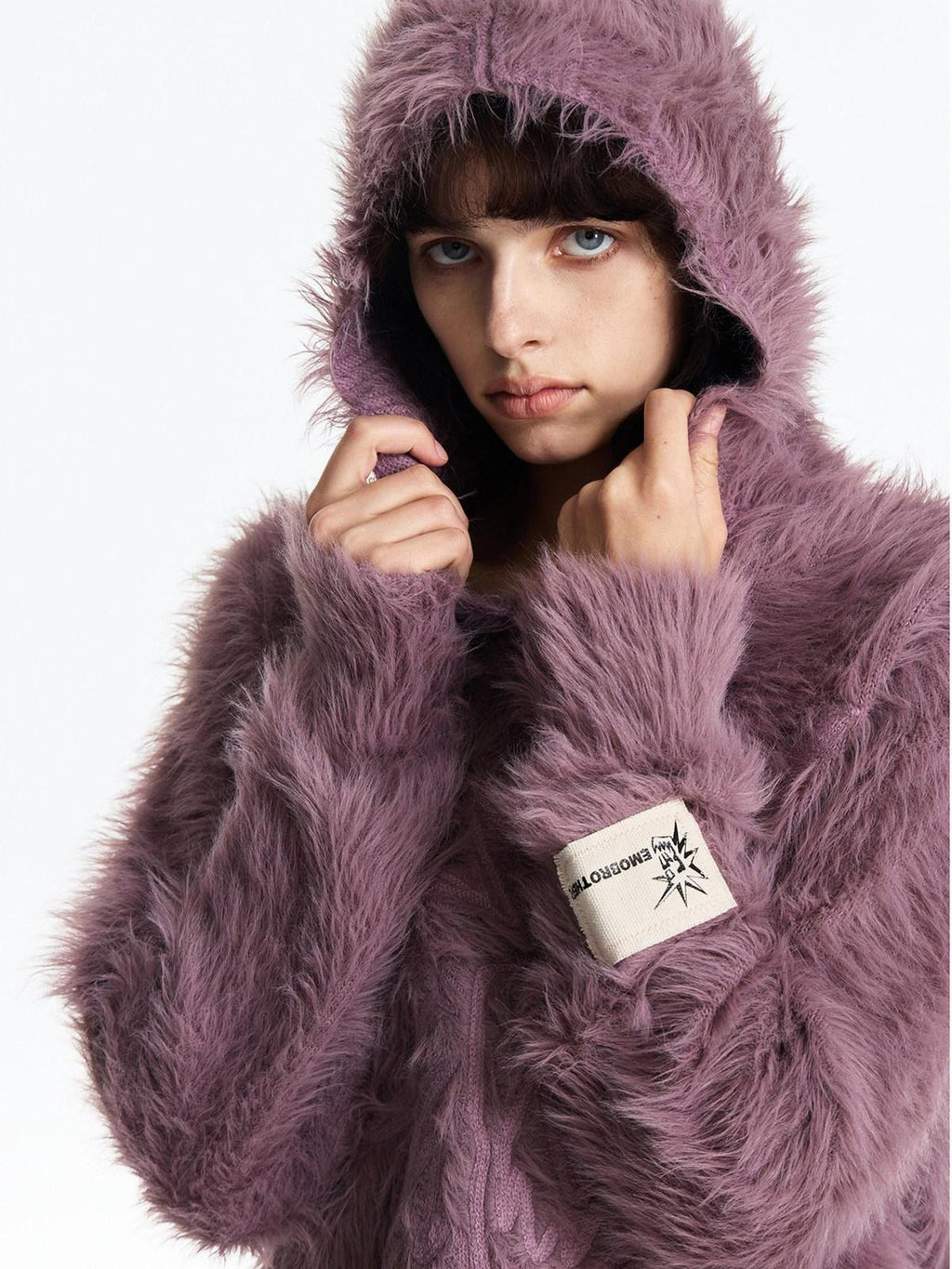 EMOBROTHER Soft Shape Retaining Loose Hooded Patch Star Punk Unisex Knitwear Sweaters
