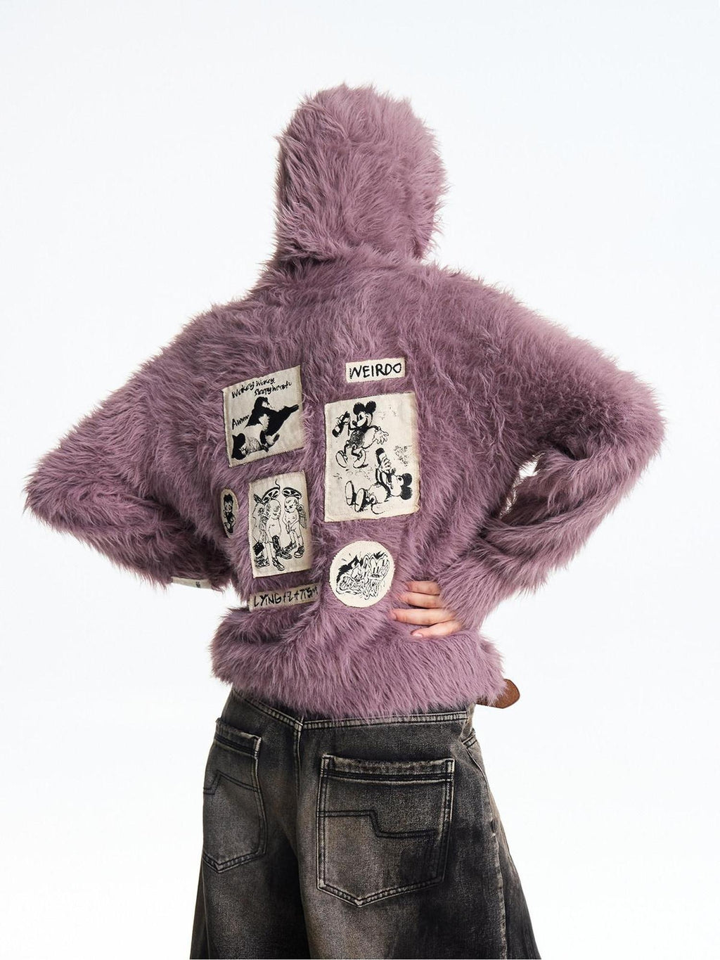 EMOBROTHER Soft Shape Retaining Loose Hooded Patch Star Punk Unisex Knitwear Sweaters