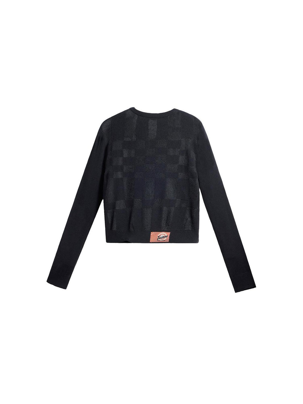 EMOBROTHER Soft Wool Blend Minimalist Slim Fit Cropped Patch Plaid Women Button Cardigans
