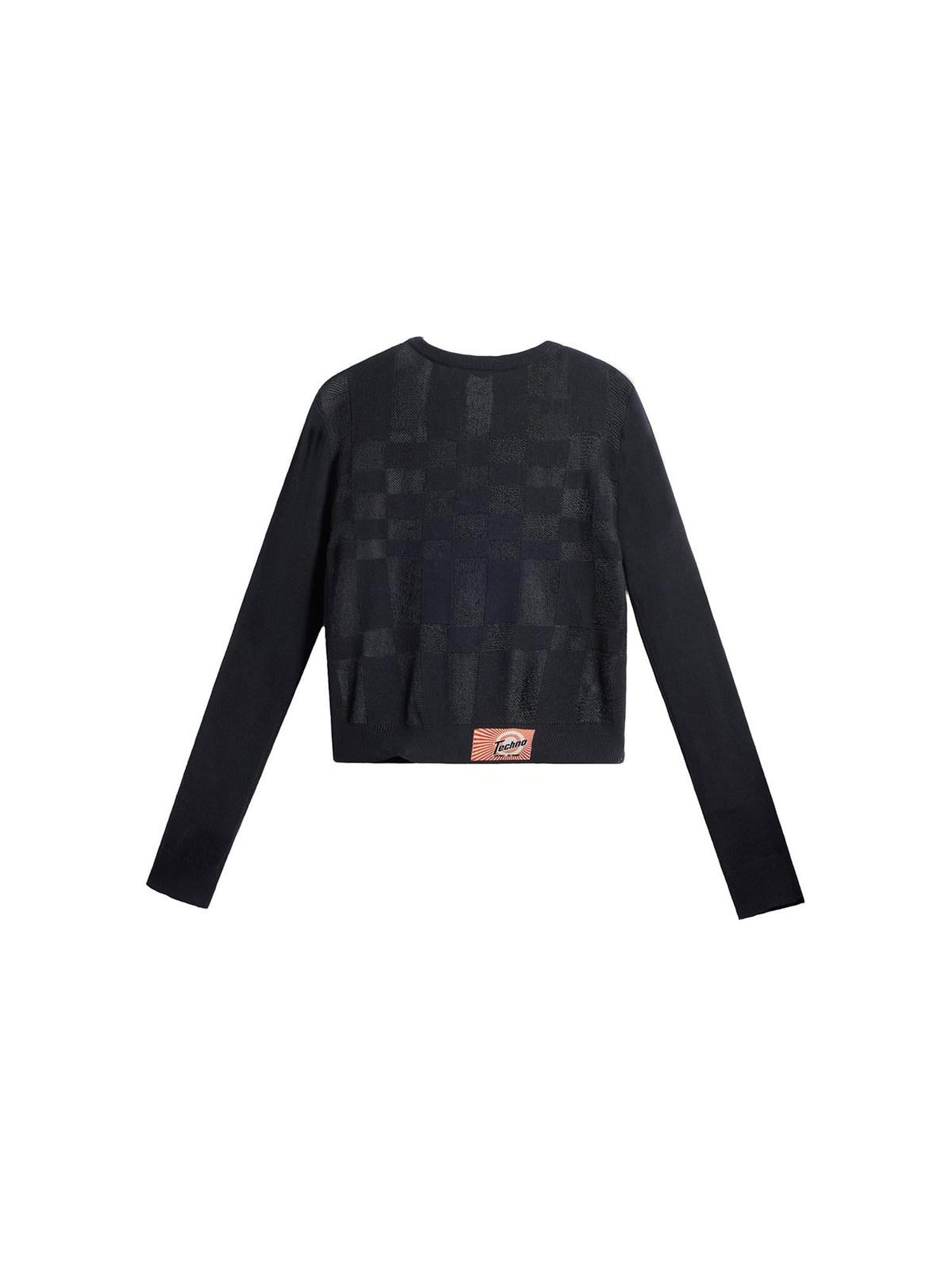 EMOBROTHER Soft Wool Blend Minimalist Slim Fit Cropped Patch Plaid Women Button Cardigans