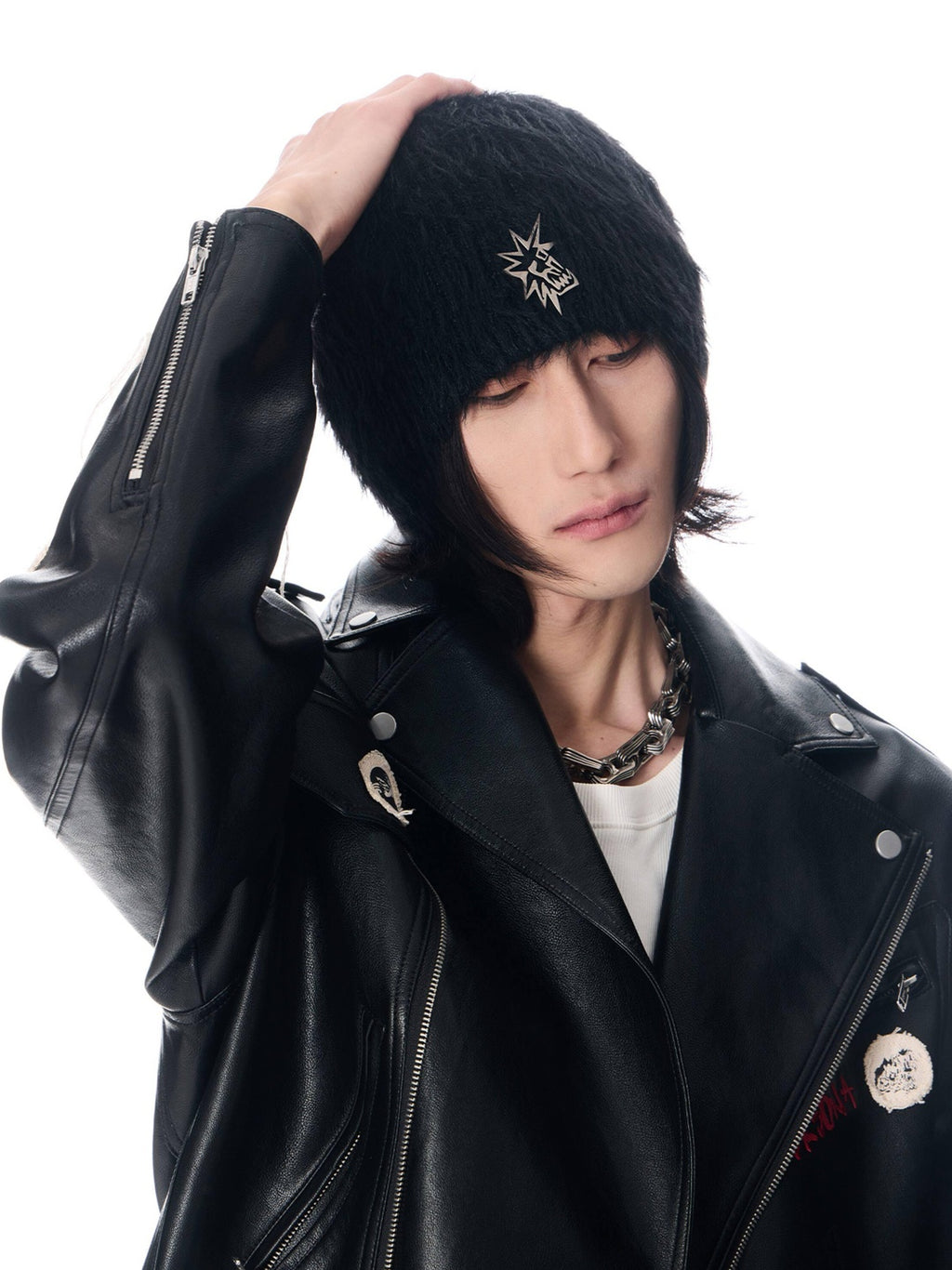 EMOBROTHER Studded Casual Knit Bell Crown Brimless Unisex Geometric Colorblock Beanie Hats