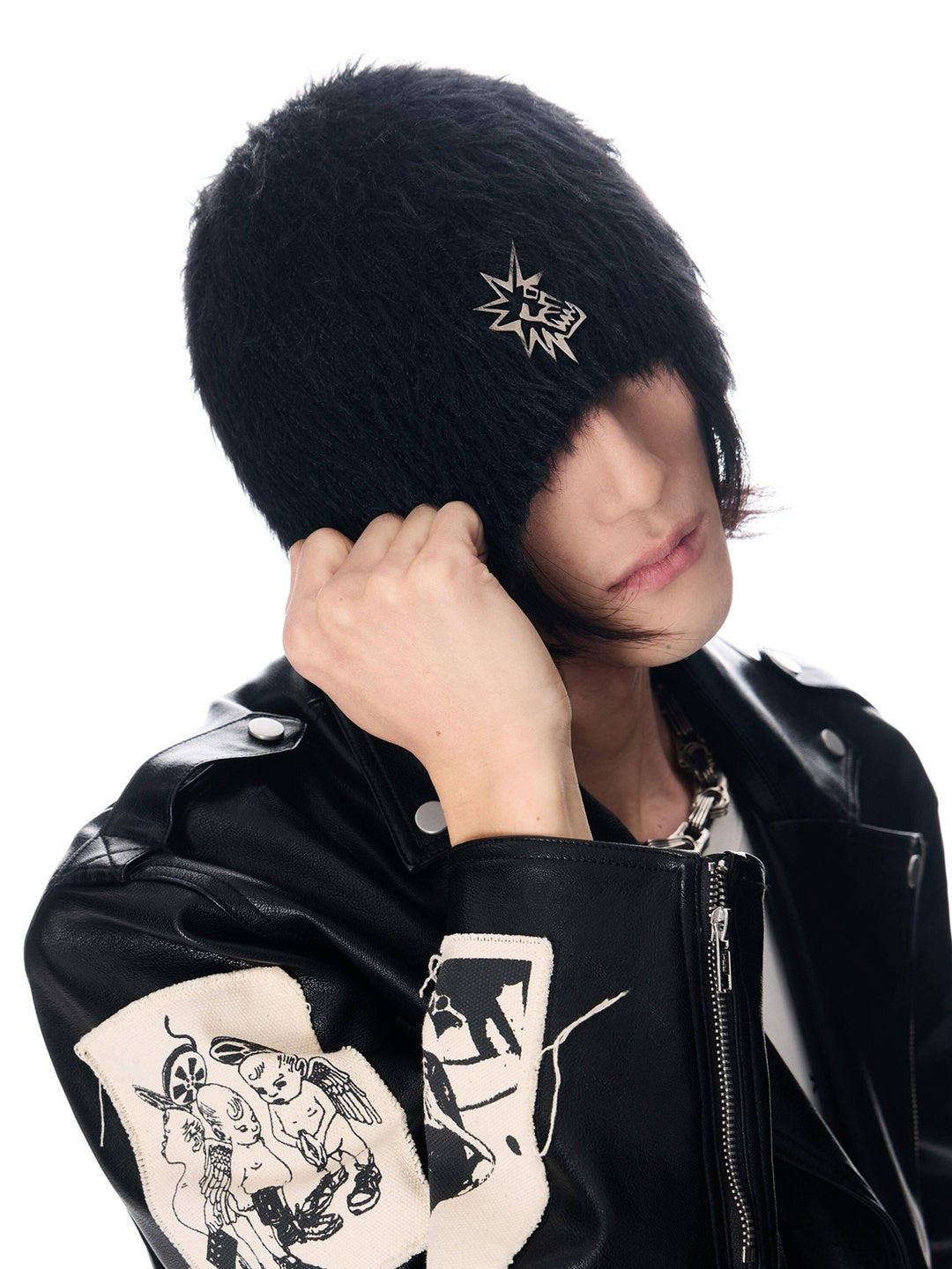EMOBROTHER Studded Casual Knit Bell Crown Brimless Unisex Geometric Colorblock Beanie Hats