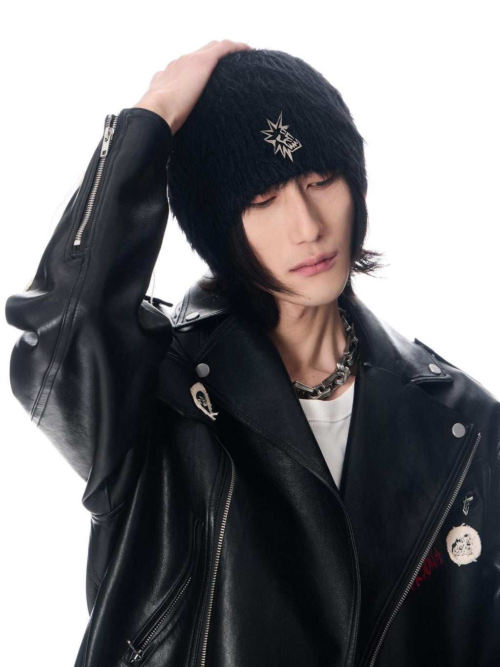 EMOBROTHER Studded Casual Knit Bell Crown Brimless Unisex Geometric Colorblock Beanie Hats