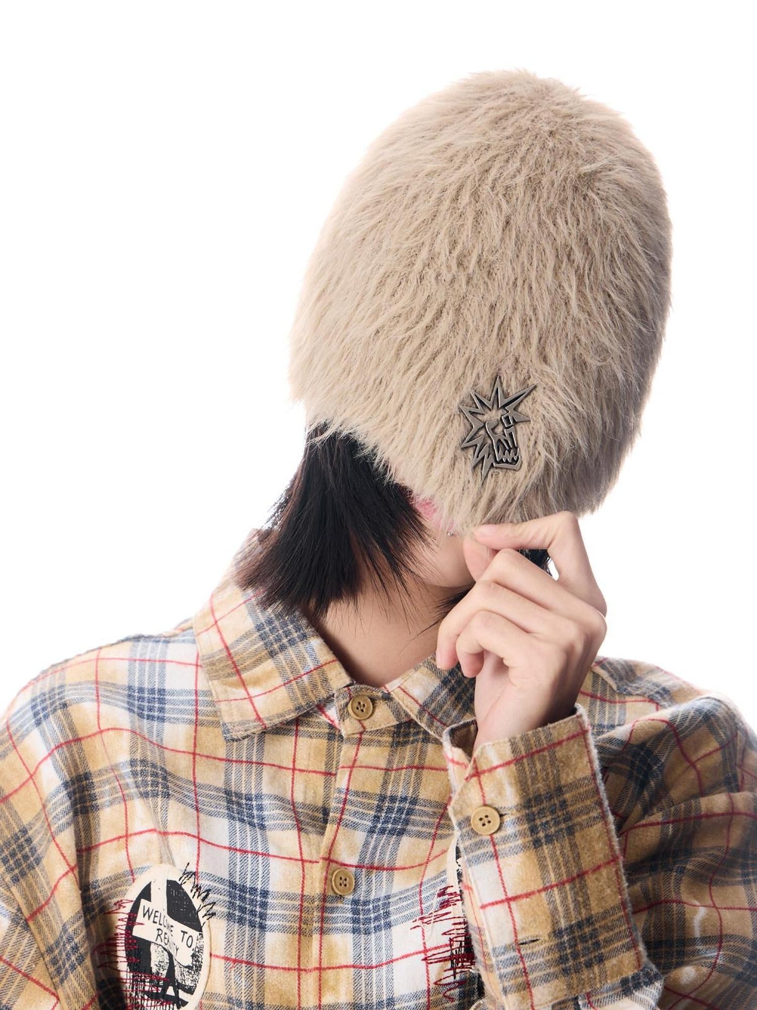 EMOBROTHER Studded Casual Knit Bell Crown Brimless Unisex Geometric Colorblock Beanie Hats
