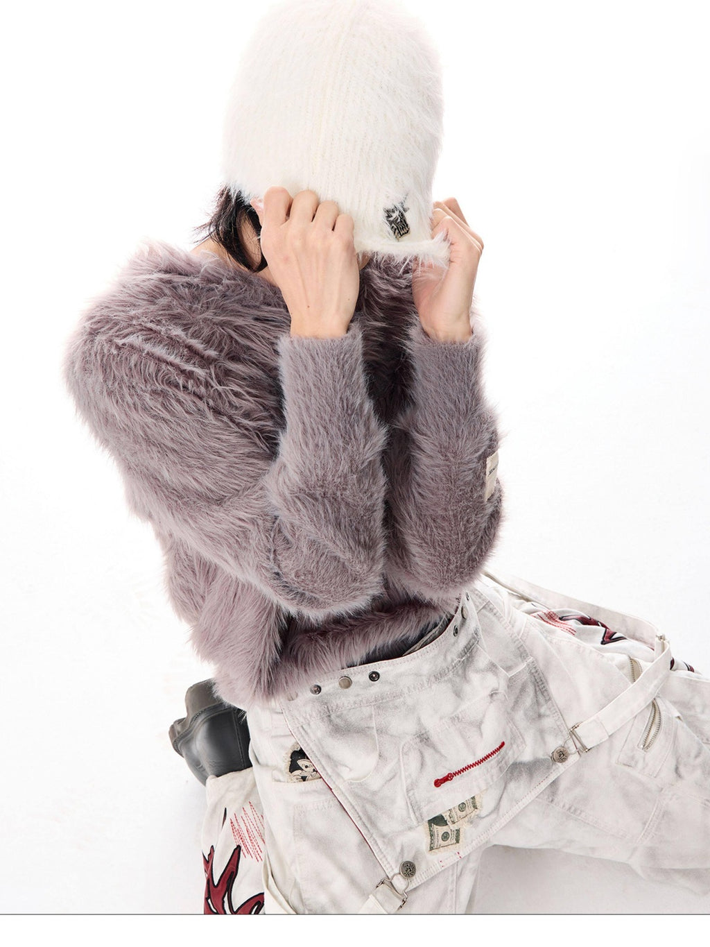 EMOBROTHER Studded Casual Knit Bell Crown Brimless Unisex Geometric Colorblock Beanie Hats