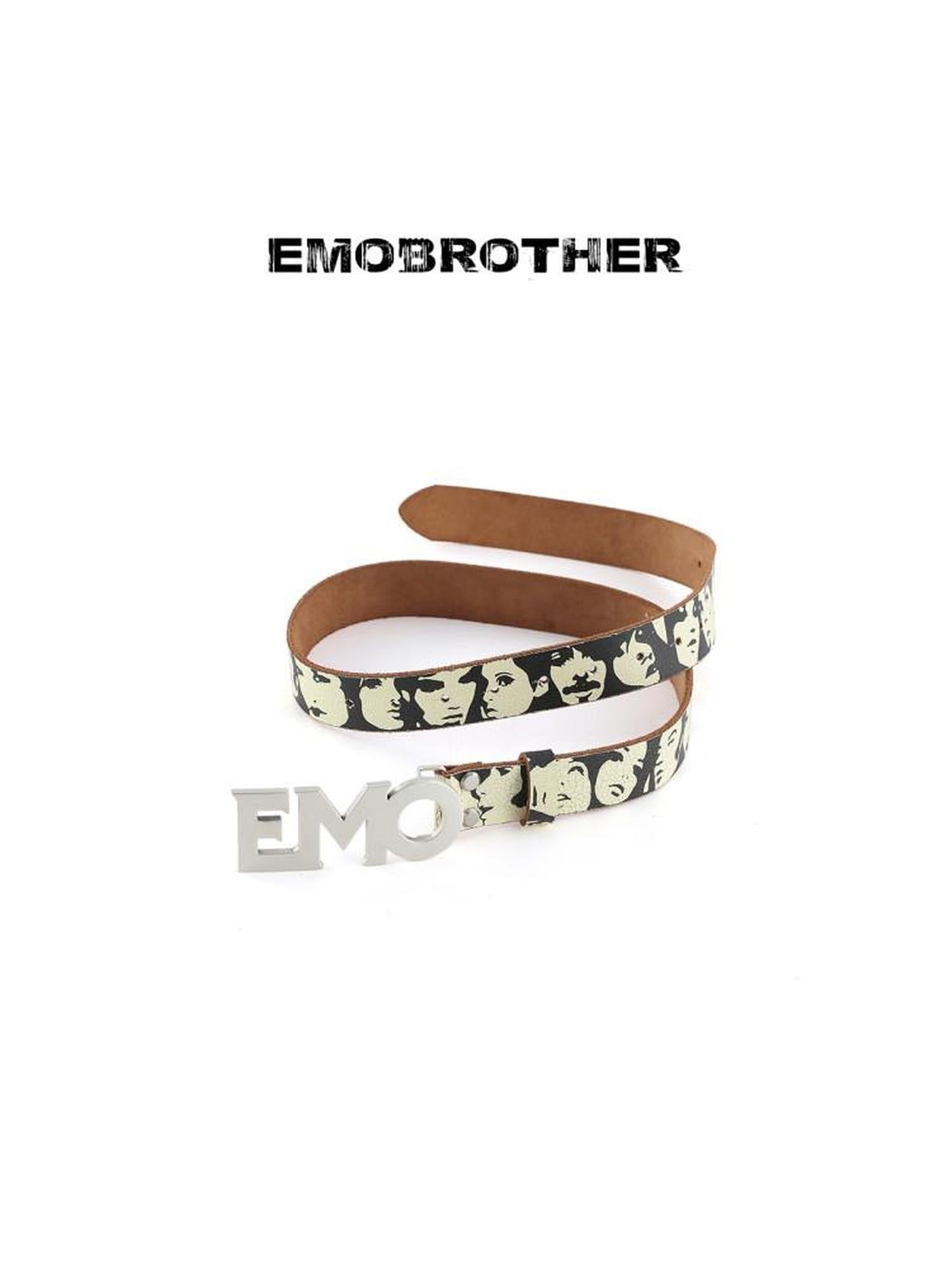 EMOBROTHER Versatile Printed Cowhide Leather Brown Unisex Youth 112Cm Casual Belts