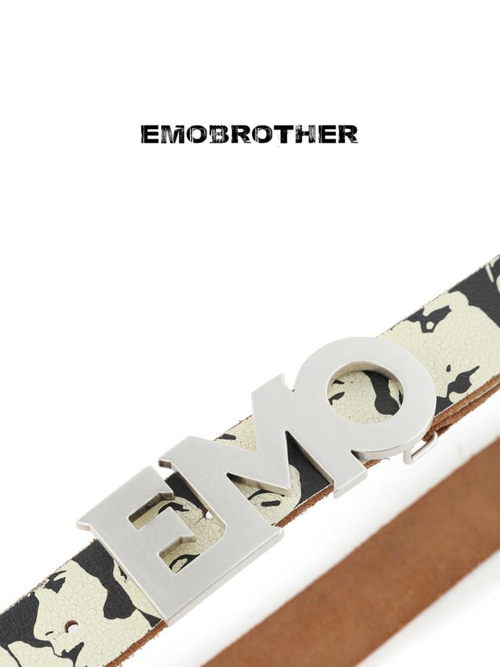 EMOBROTHER Versatile Printed Cowhide Leather Brown Unisex Youth 112Cm Casual Belts