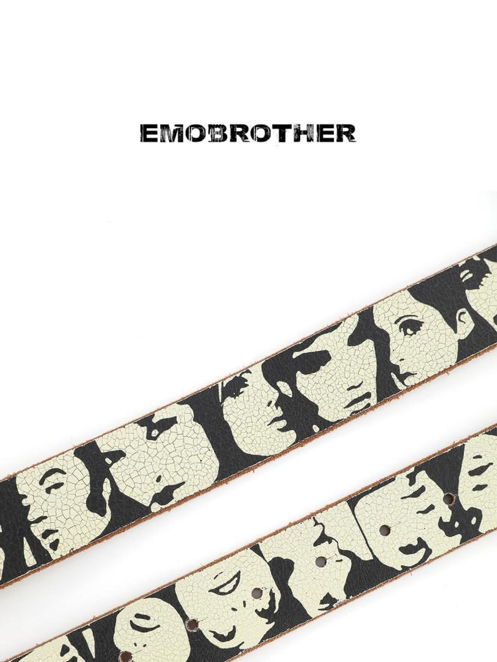 EMOBROTHER Versatile Printed Cowhide Leather Brown Unisex Youth 112Cm Casual Belts