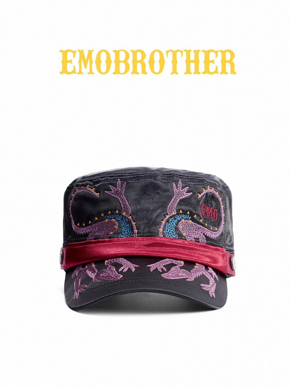 EMOBROTHER Vintage Embroidered Color Block Flat Top Adjustable Women's Polyester Baseball Caps