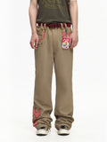 EMOBROTHER_Vintage_Khaki_Embroidered_Contrast_Red_Plaid_Women's_Washed_Denim_Bootcut_Jeans_1053313141160_MISSTT