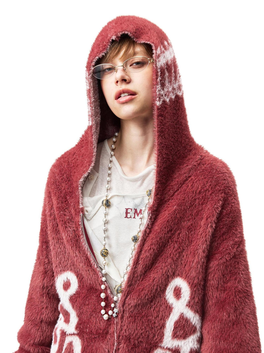 EMOBROTHER Vintage Napoleon Knot Jacquard Faux Mink Long Sleeve Women's Zip-up Hoodies