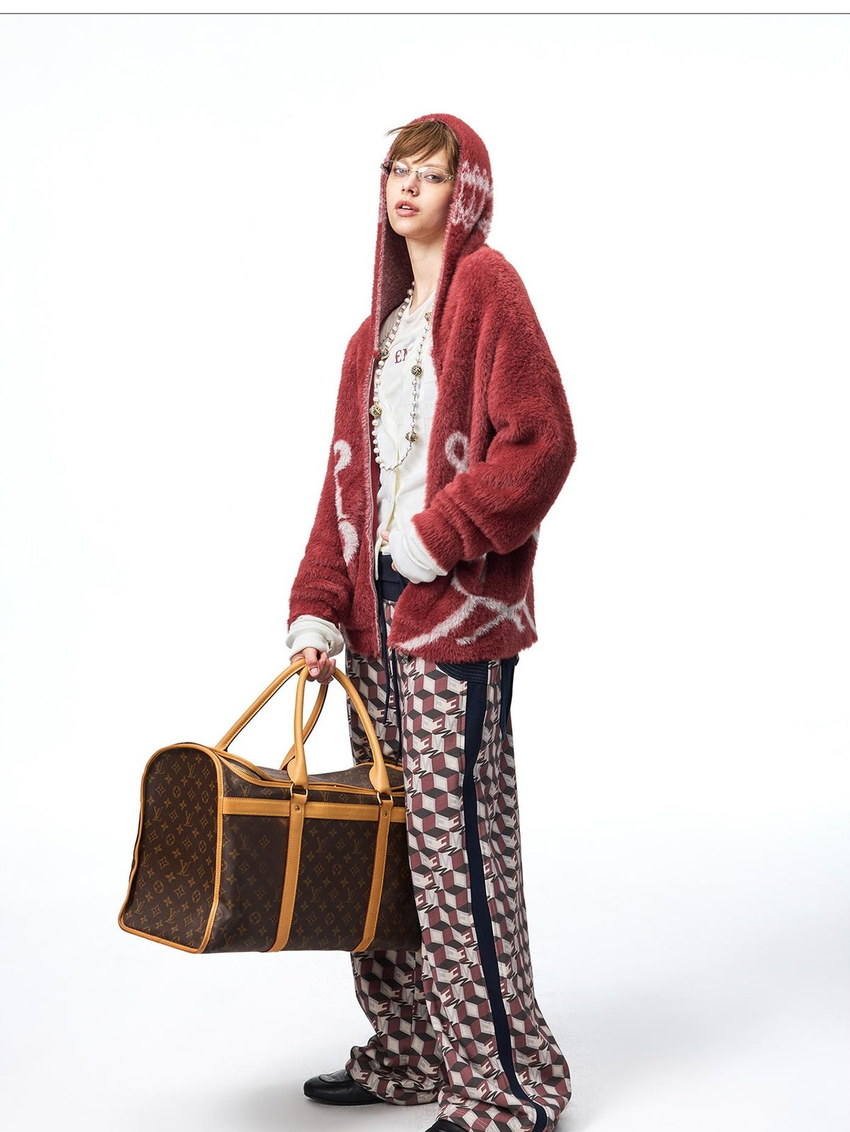 EMOBROTHER Vintage Napoleon Knot Jacquard Faux Mink Long Sleeve Women's Zip-up Hoodies