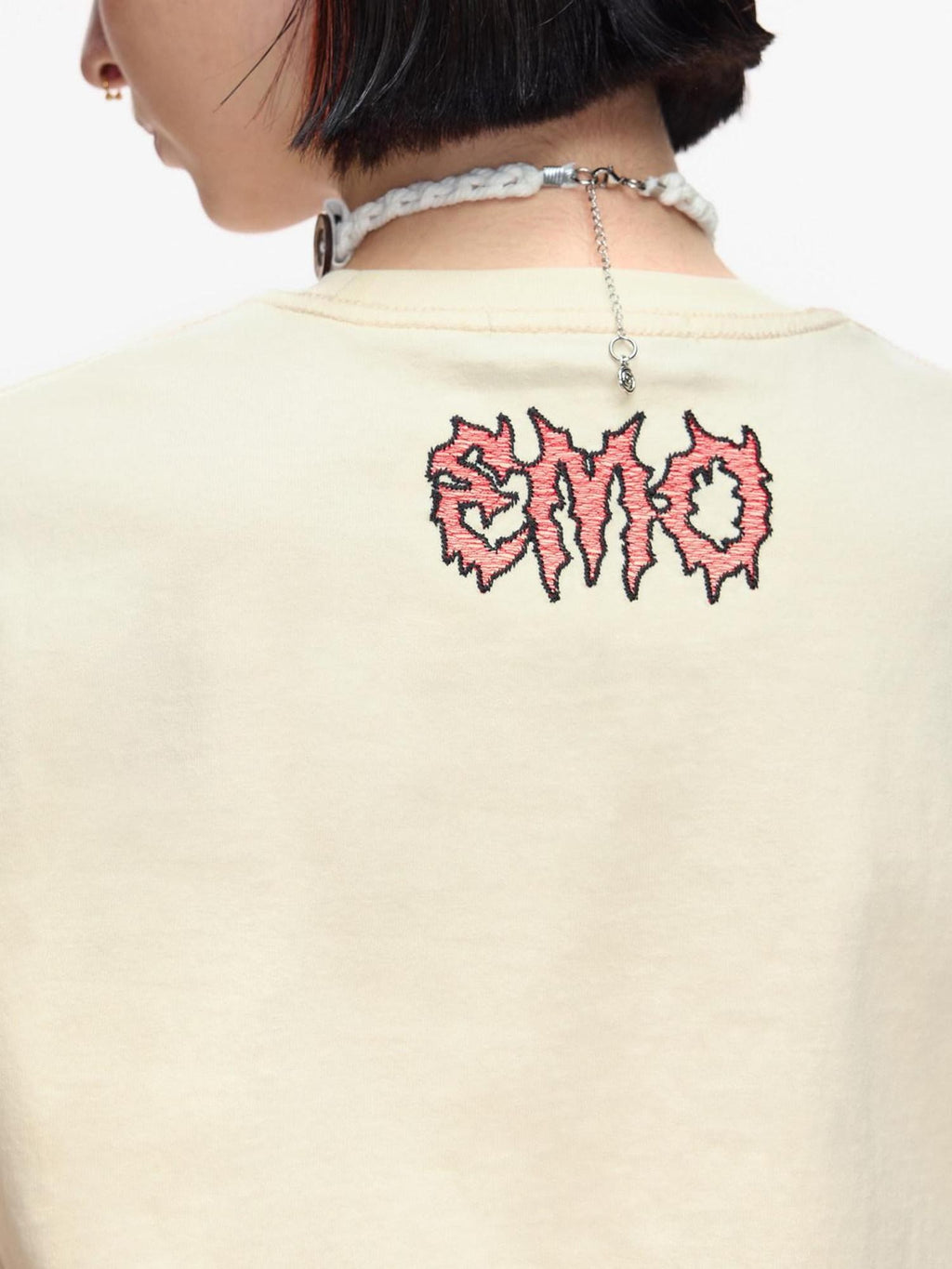 EMOBROTHER Vintage Smile Print Letter Embroidery Women's Pure Cotton Short Sleeve T-shirts