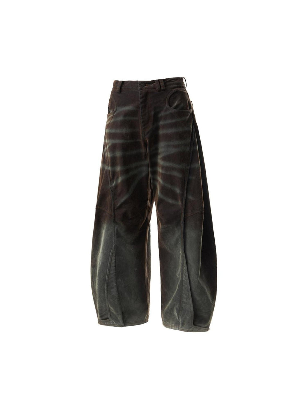 EMOBROTHER Warm Cotton Lowrise Loose Flare Brown Denim Zipper Wide-Leg Jeans