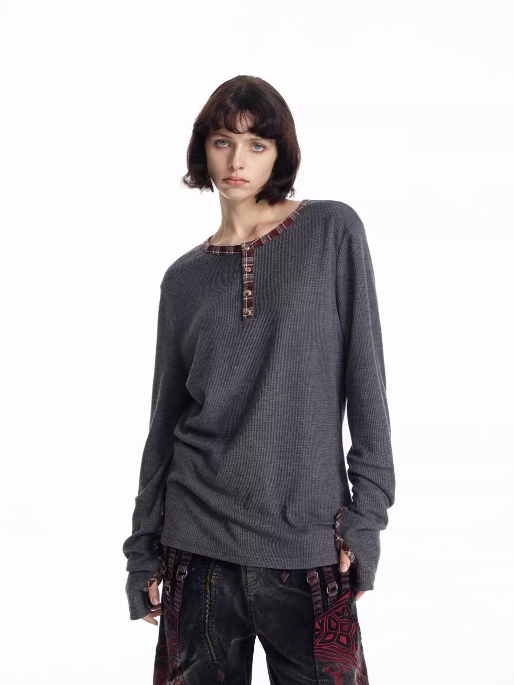 EMOBROTHER_Warm_Soft_Blend_Oversized_Patchwork_Waffle_Unisex_Casual_Long_Sleeve_T-Shirts_MISSTT