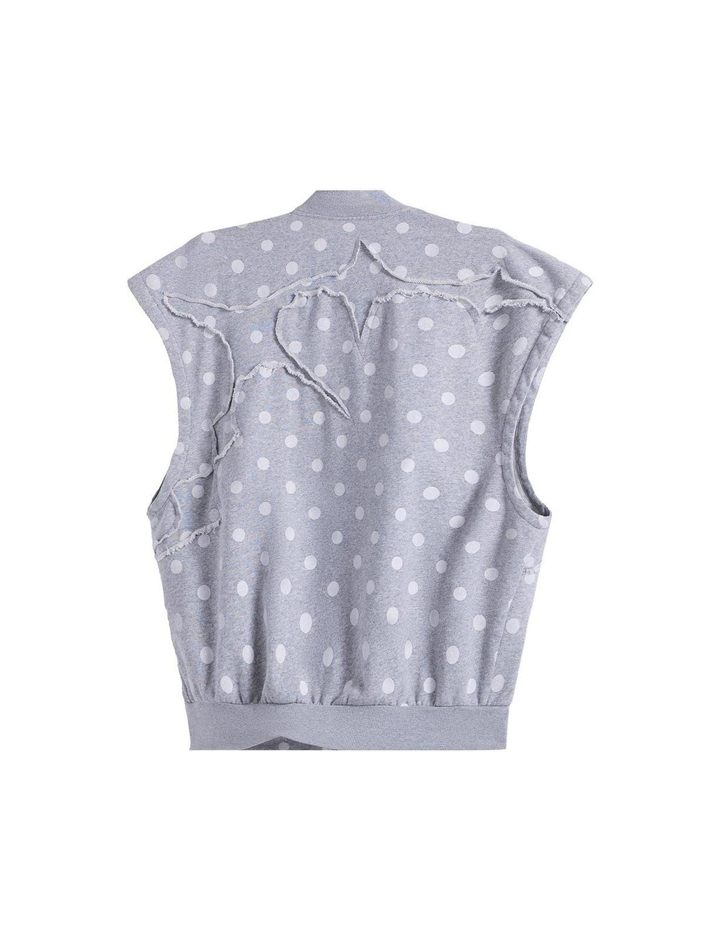 EMOBROTHER Warm Vintage Printed Stand Collar Unisex Teen Zipper Pocket Gray Polka Dot Vests