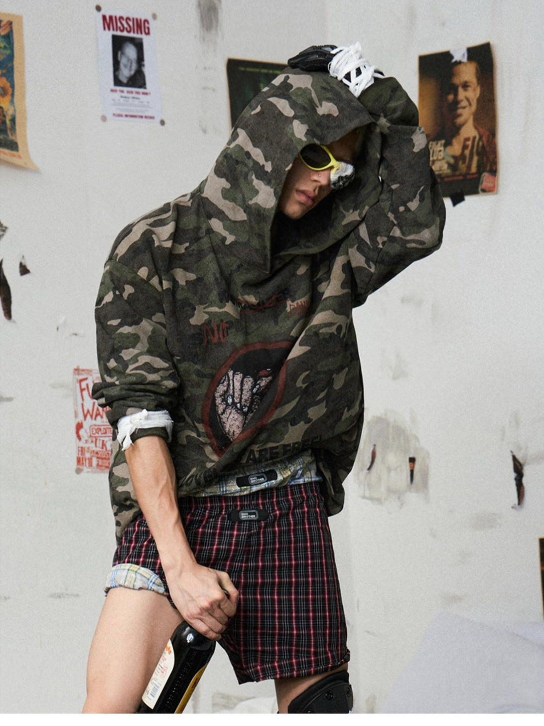 EMOBROTHER Wrinkle Free Durable Oversized Cartoon Camouflage Unisex Casual Cotton Hoodies
