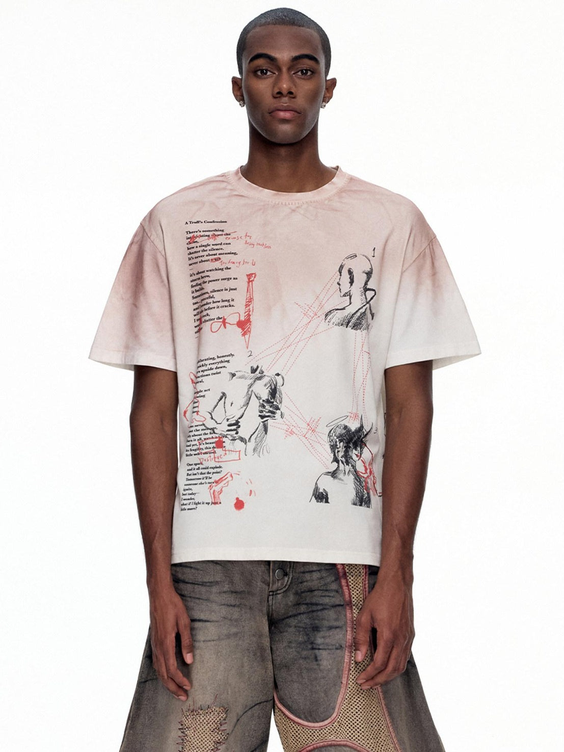 EMOBROTHER Wrinklefree Loose Fit Printed Unisex Pure Cotton Crewneck Short Sleeve T-Shirts