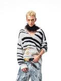 EMOBROTHER_Zebra_Print_Faux_Mink_V-neck_Frog_Button_Knotted_Women's_Sweaters_1077458046595_MISSTT