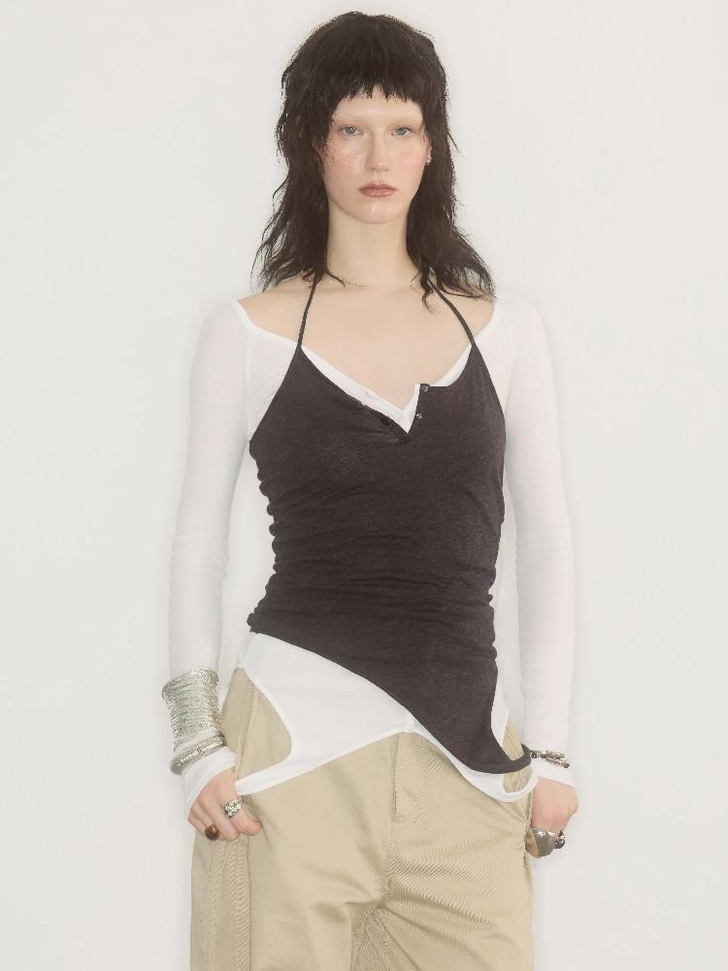 ENDO PER SE Asymmetrical Halter Breathable Women's Cotton Long Sleeve T-shirts