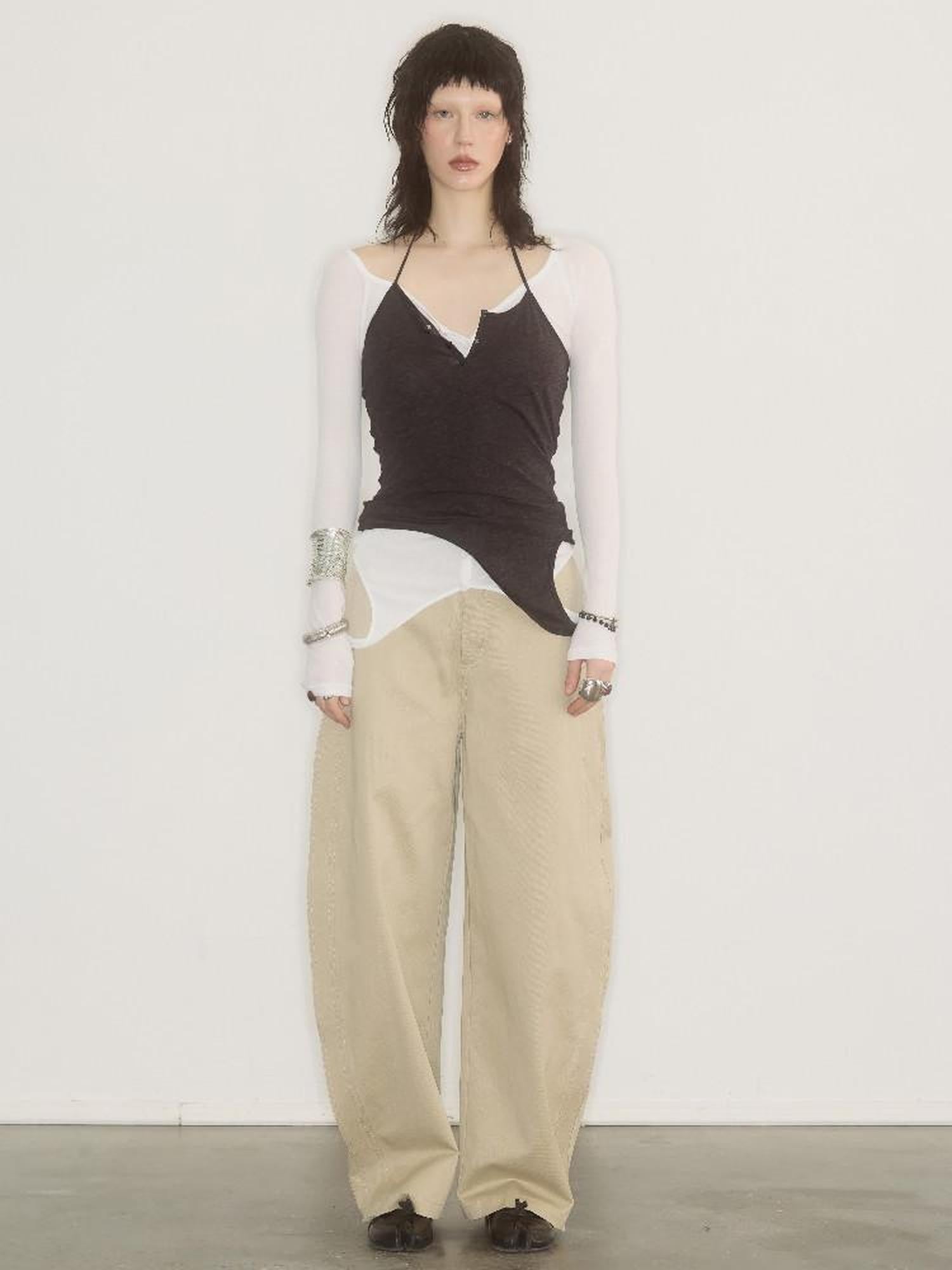 ENDO PER SE Asymmetrical Halter Breathable Women's Cotton Long Sleeve T-shirts