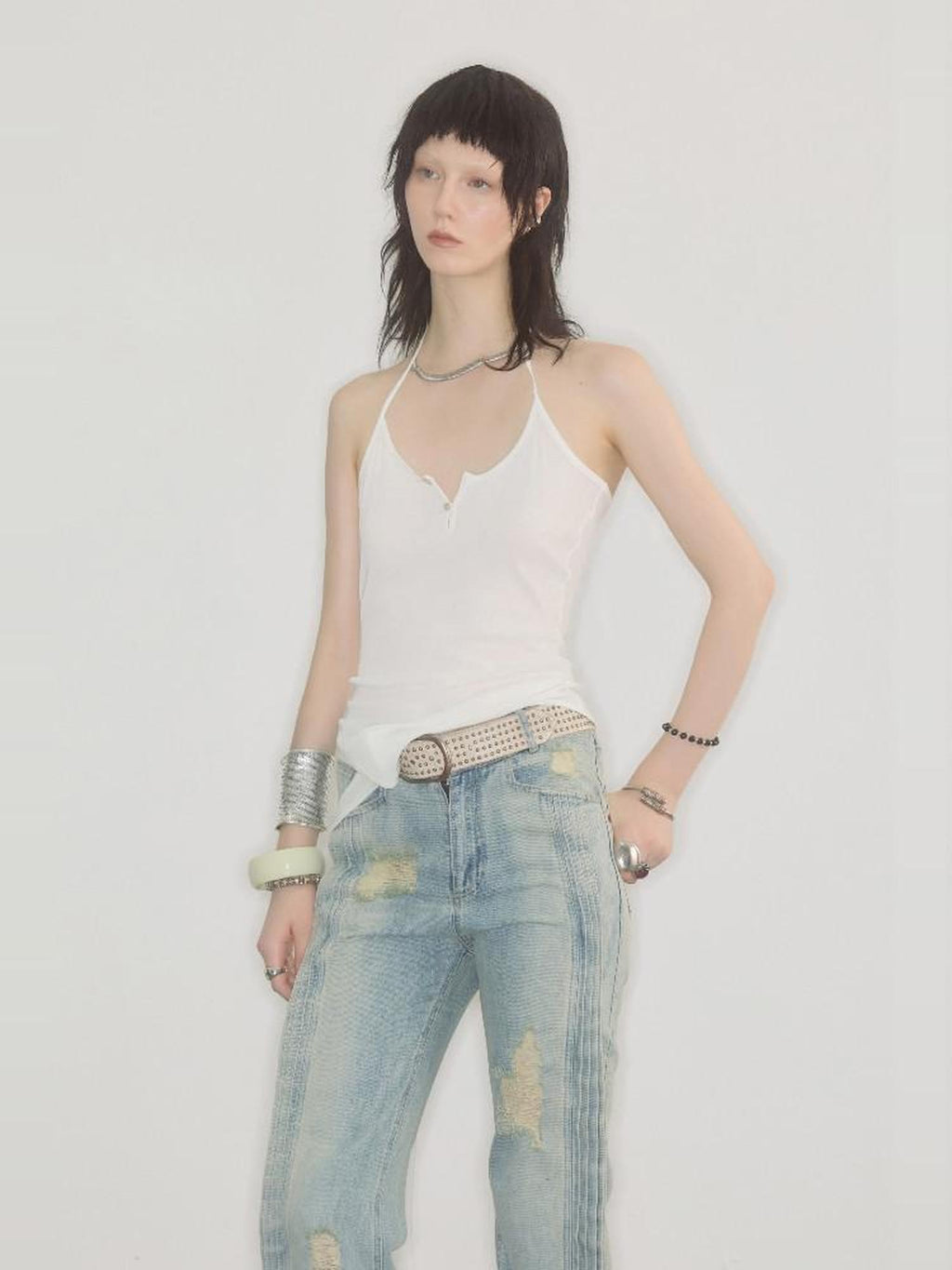 ENDO PER SE Asymmetrical Halter Breathable Women's Cotton Long Sleeve T-shirts
