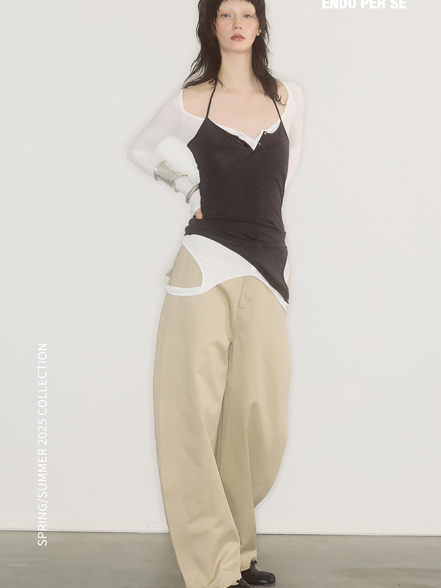 ENDO PER SE Asymmetrical Halter Breathable Women's Cotton Long Sleeve T-shirts
