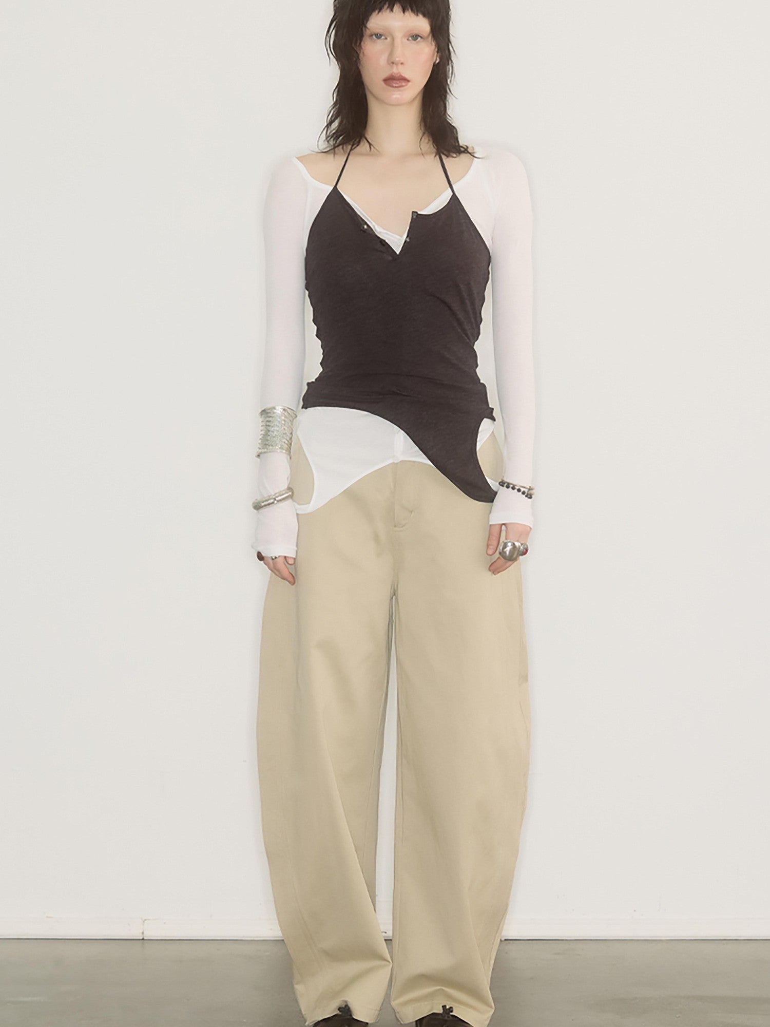 ENDO PER SE Asymmetrical Halter Breathable Women's Cotton Long Sleeve T-shirts