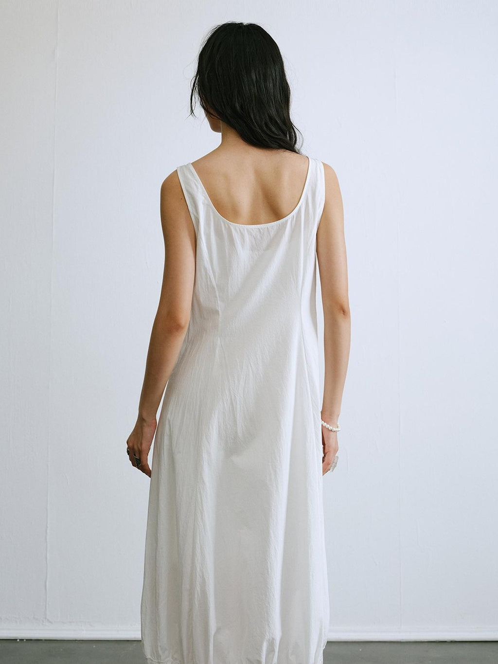 ENDO PER SE Ballet Ruffle Hollow Out Sleeveless Women's Cotton Casual Maxi Dresses
