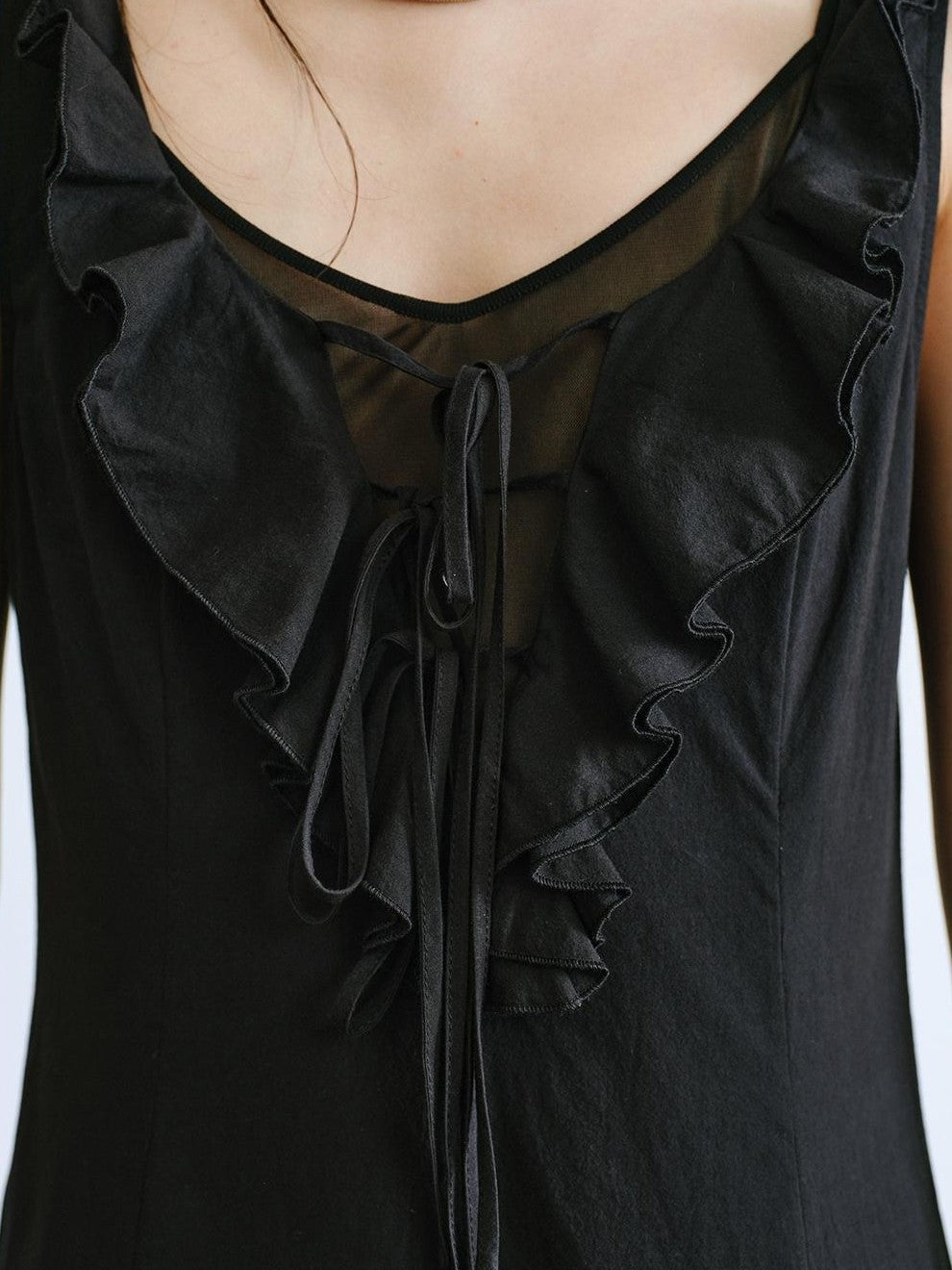 ENDO PER SE Ballet Ruffle Hollow Out Sleeveless Women's Cotton Casual Maxi Dresses