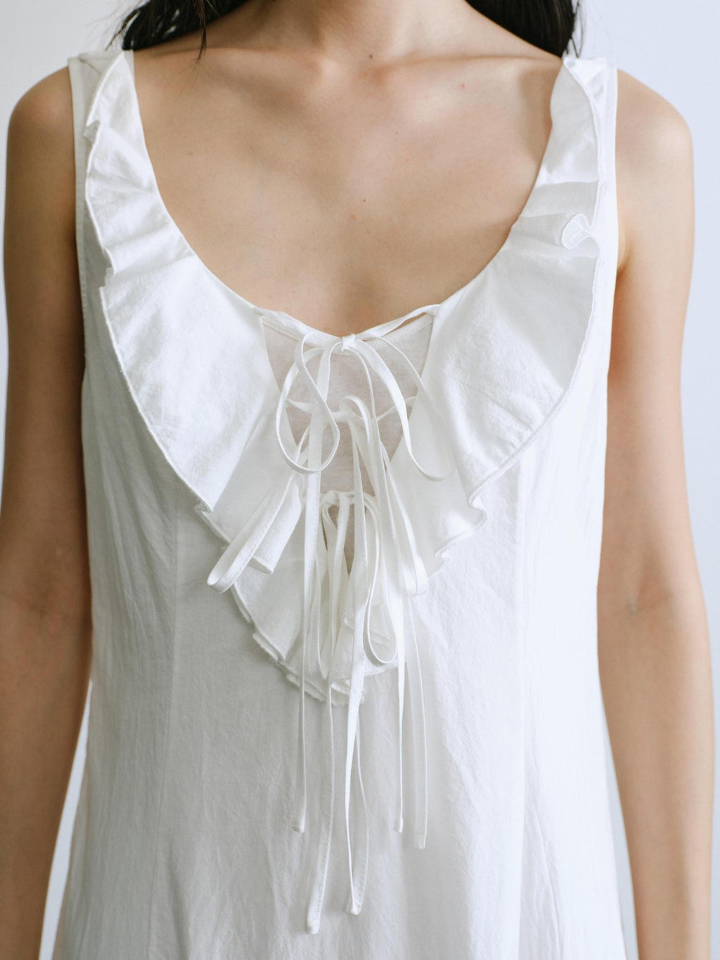 ENDO PER SE Ballet Ruffle Hollow Out Sleeveless Women's Cotton Casual Maxi Dresses
