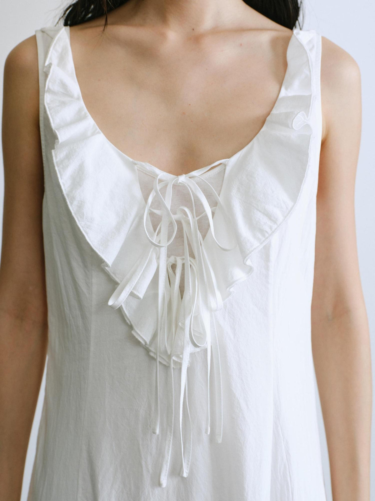 ENDO PER SE Ballet Ruffle Hollow Out Sleeveless Women's Cotton Casual Maxi Dresses