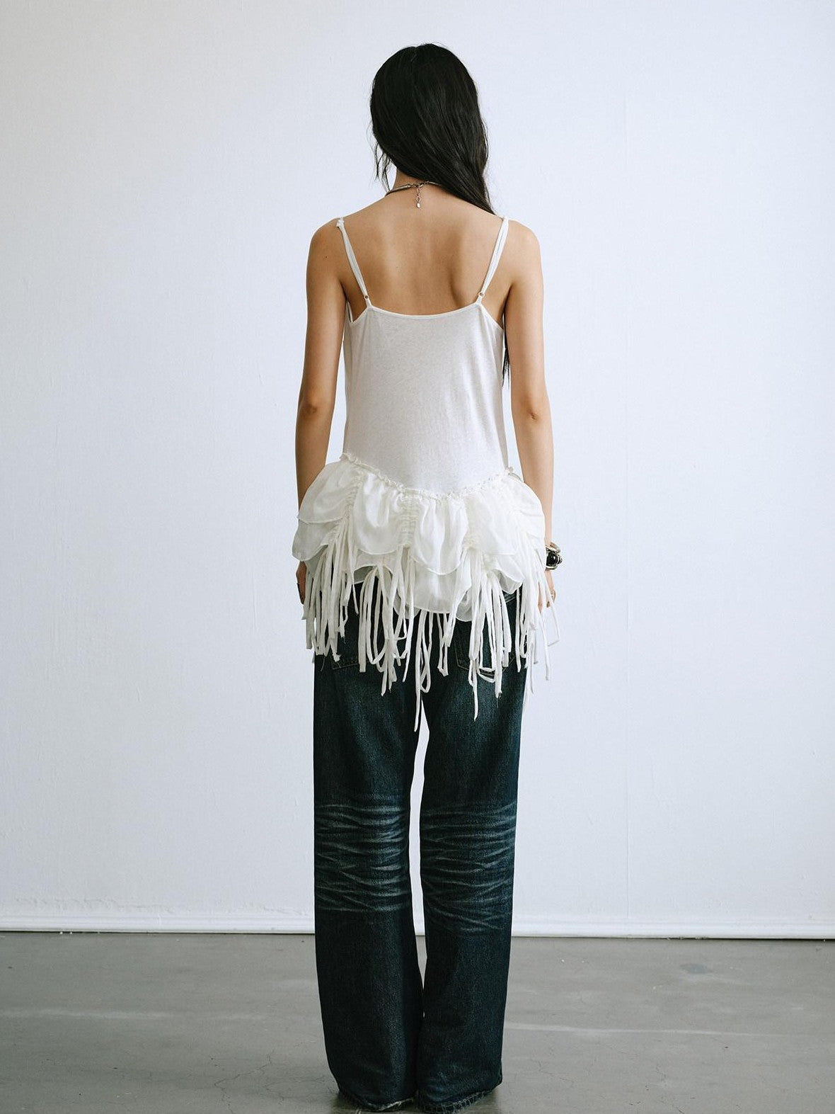 ENDO PER SE Ballet Tassel Lace V-neck A Line Women's Cotton Blend Camisoles