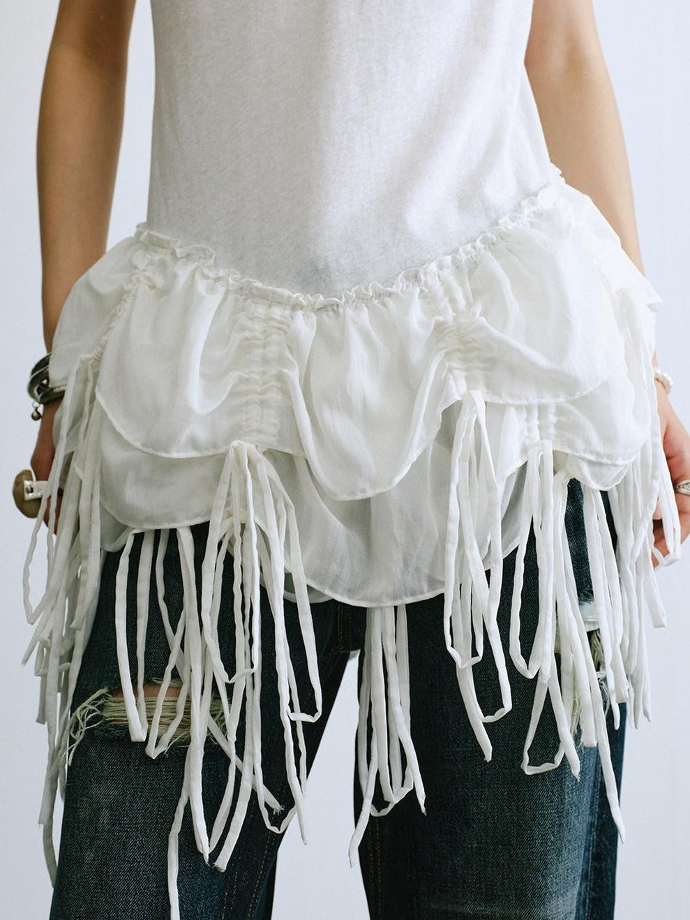 ENDO PER SE Ballet Tassel Lace V-neck A Line Women's Cotton Blend Camisoles