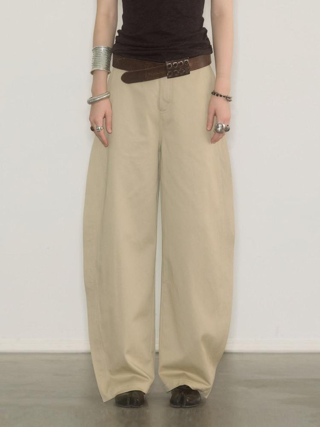 ENDO PER SE Banana Print Cargo Wide Leg Zipper High Waist Women's Cotton Chinos