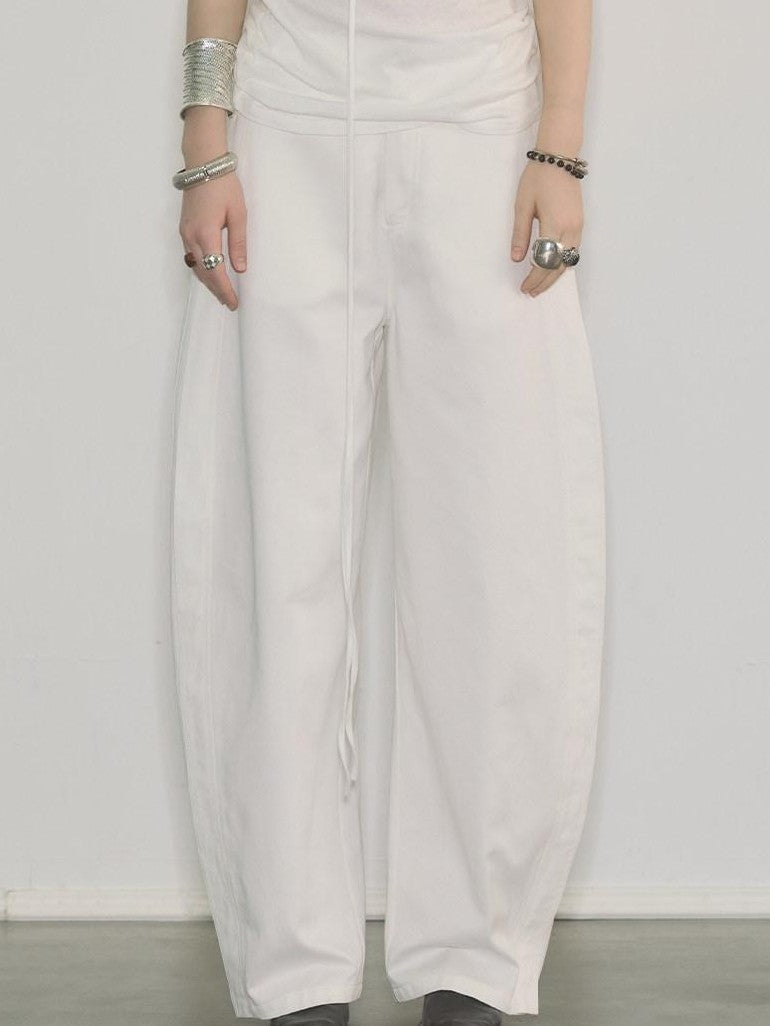 ENDO PER SE Banana Print Cargo Wide Leg Zipper High Waist Women's Cotton Chinos