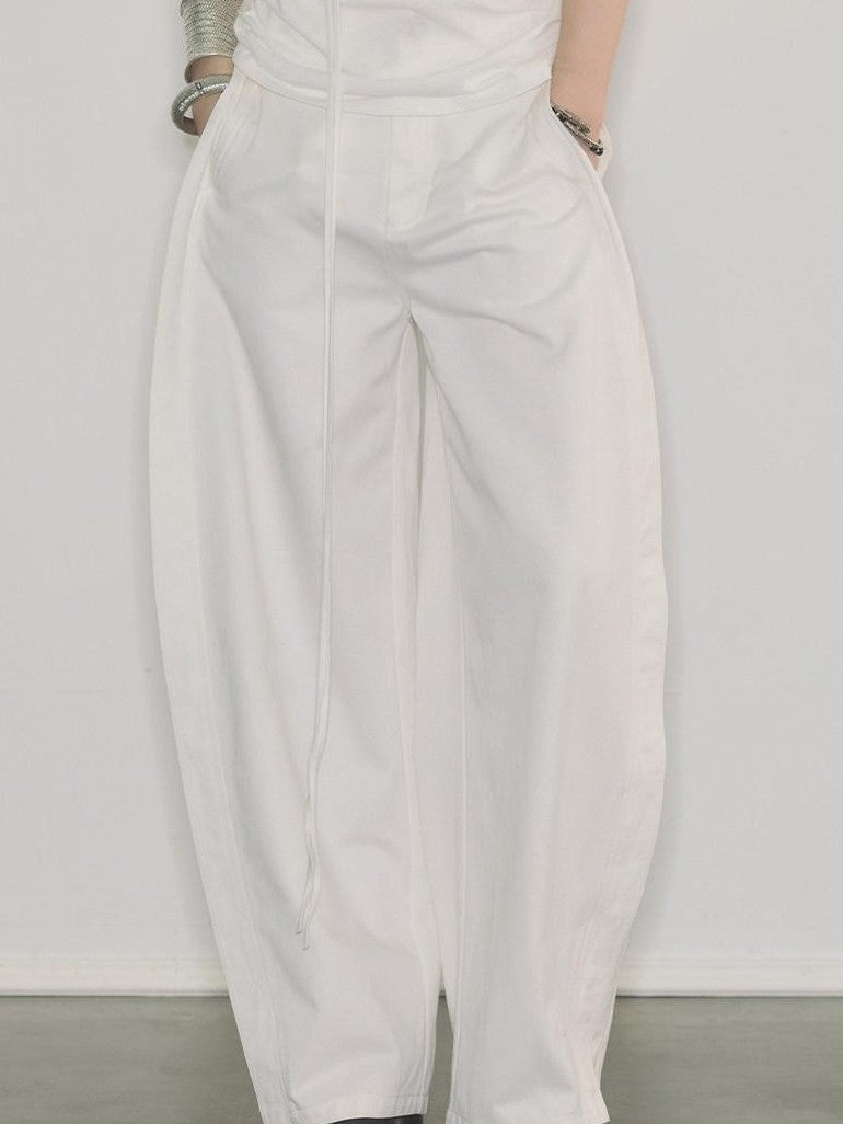 ENDO PER SE Banana Print Cargo Wide Leg Zipper High Waist Women's Cotton Chinos